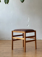 Danish Stool in Beech & Plaid Wool  #1346