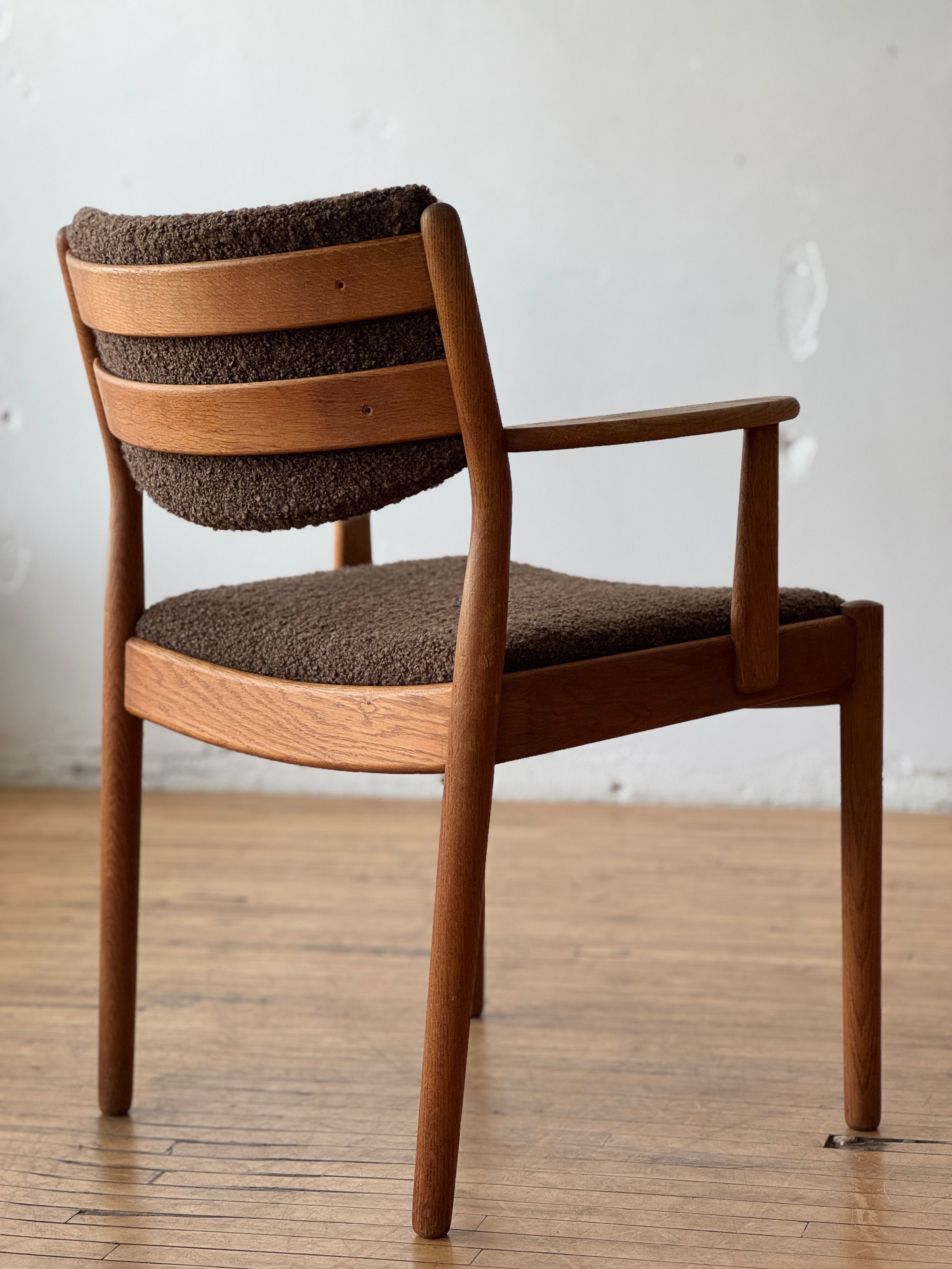 Danish Oak & Boucle Side Chair by Poul Volther for FDB Møbler