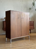 Tall Mid-Century Walnut & Chrome Cabinet / Dry Bar #55 - ON HOLD