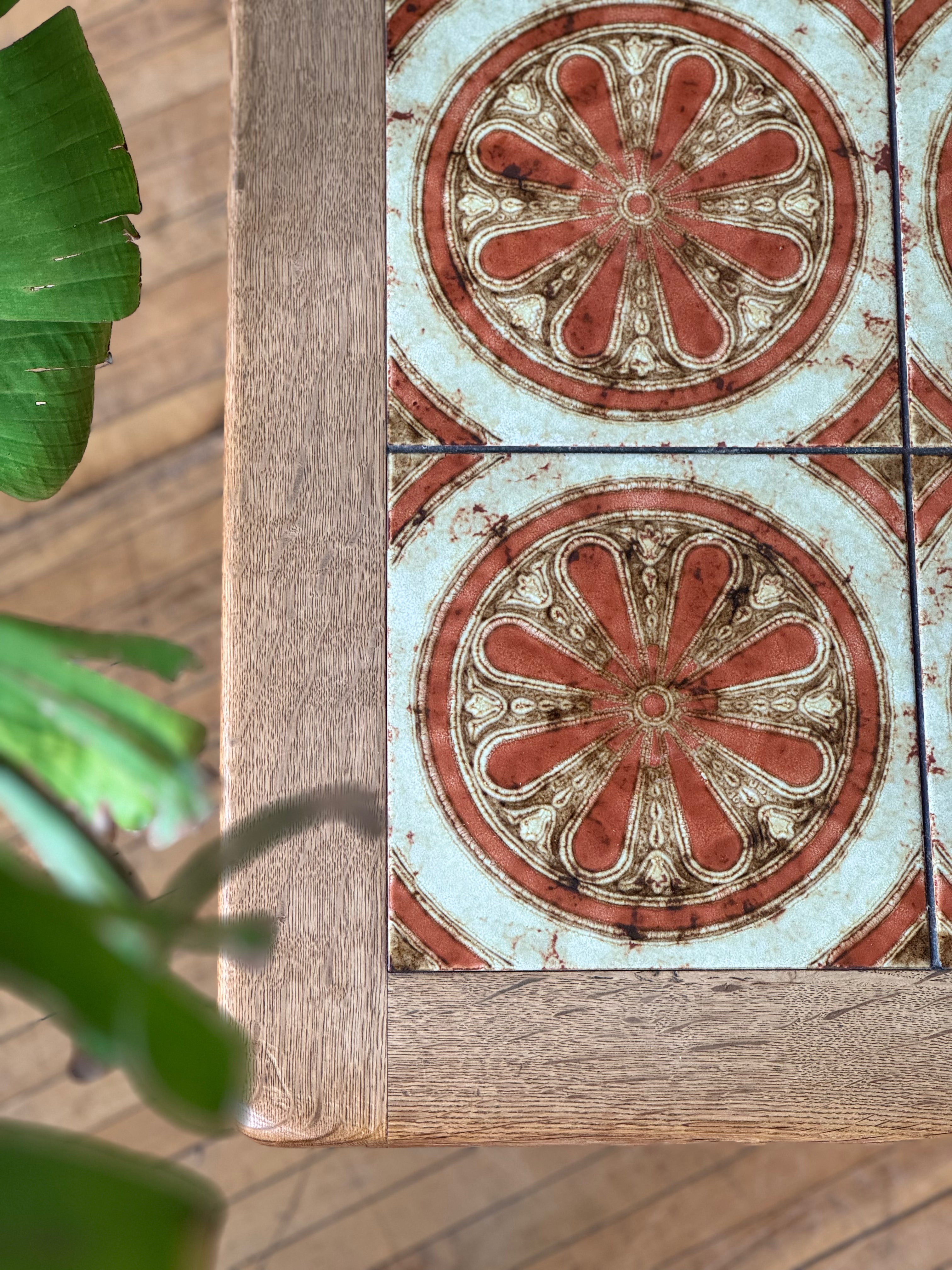 Danish Oak & Tile Coffee Table #1716