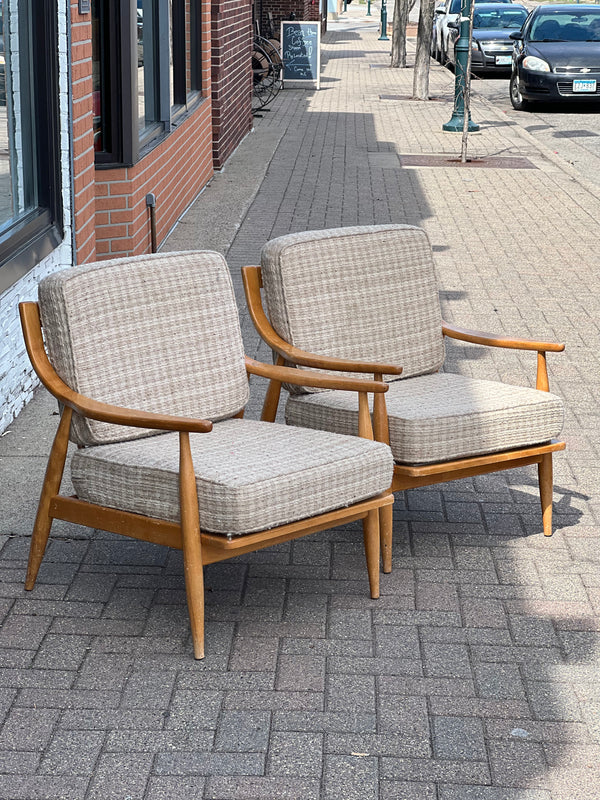 Pair of Box Cushion Lounge Chairs by Russel Wright for Conant Ball
