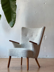 Danish Wingback Lounge Chair in Teak & Oak by Madsen & Schubell