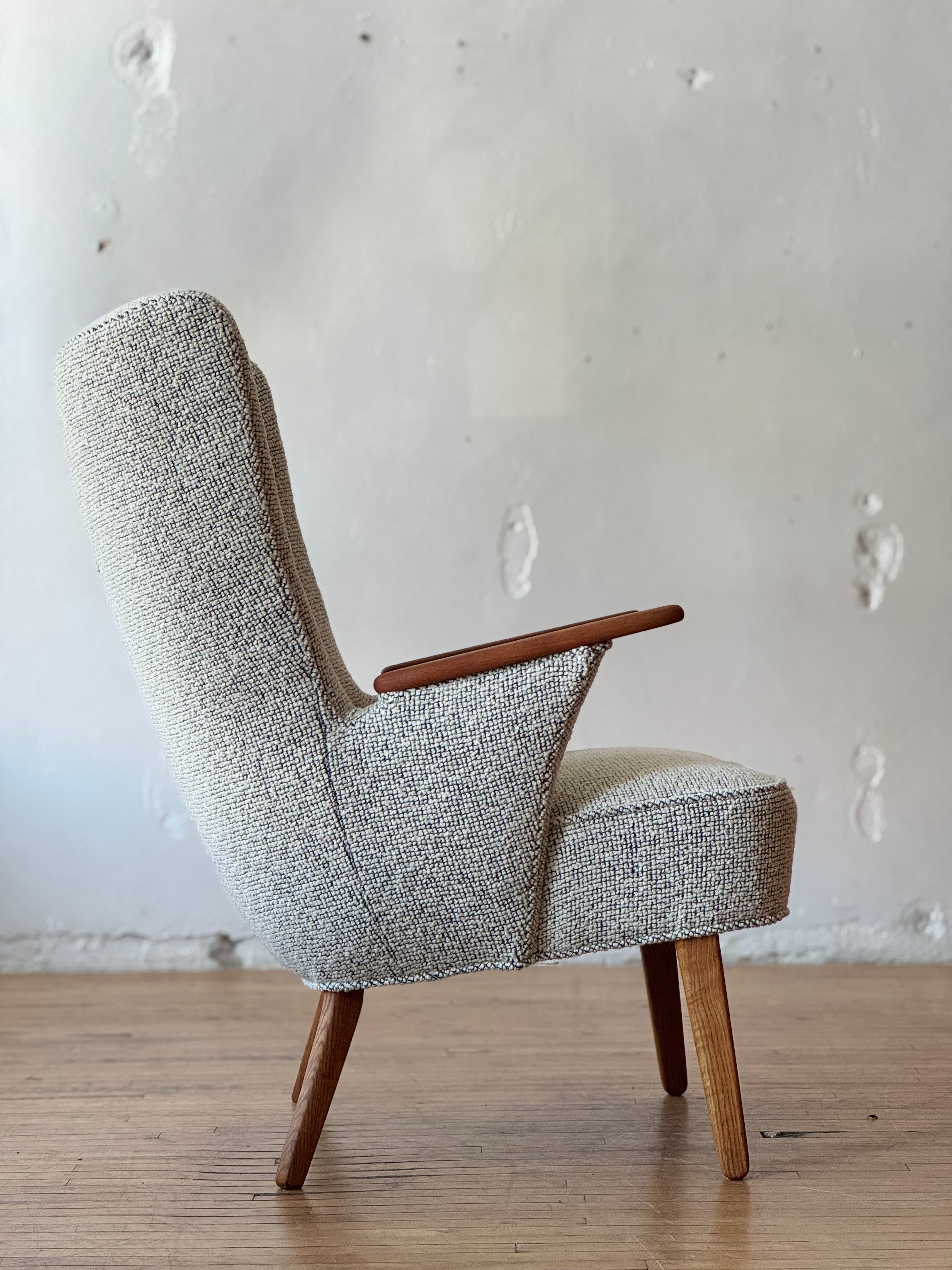 Danish Wingback Lounge Chair in Teak & Oak by Madsen & Schubell