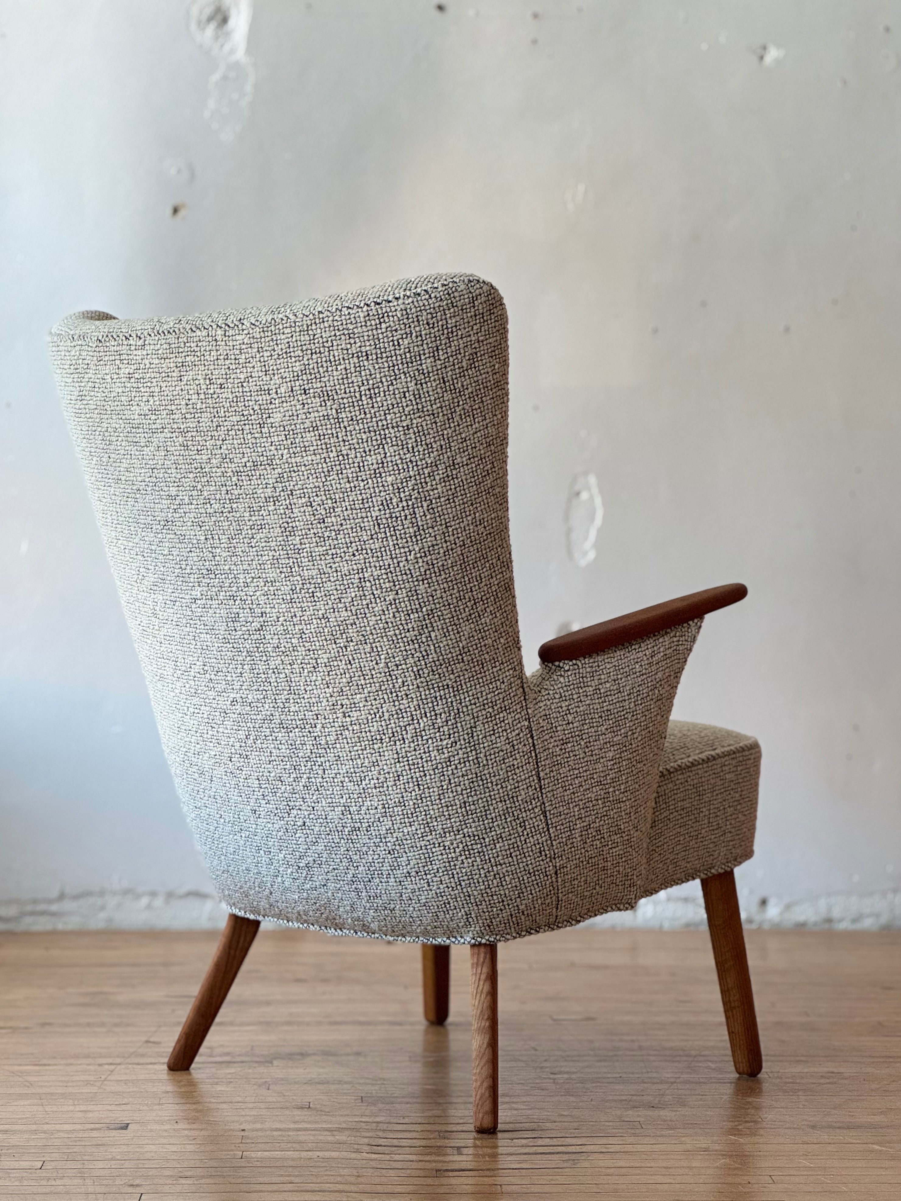 Danish Wingback Lounge Chair in Teak & Oak by Madsen & Schubell