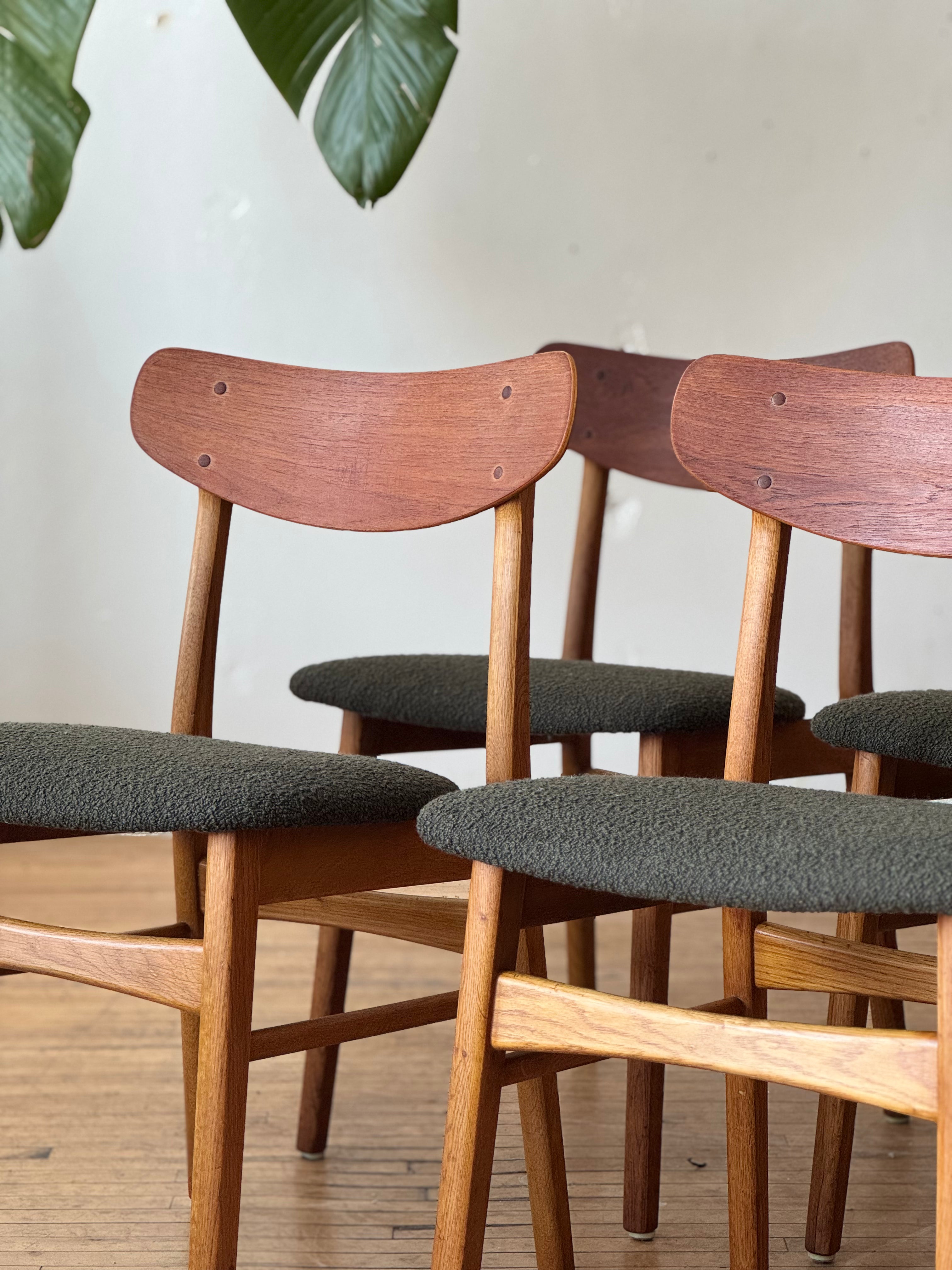 Set of 4 Teak & Oak Dining Chairs #2451