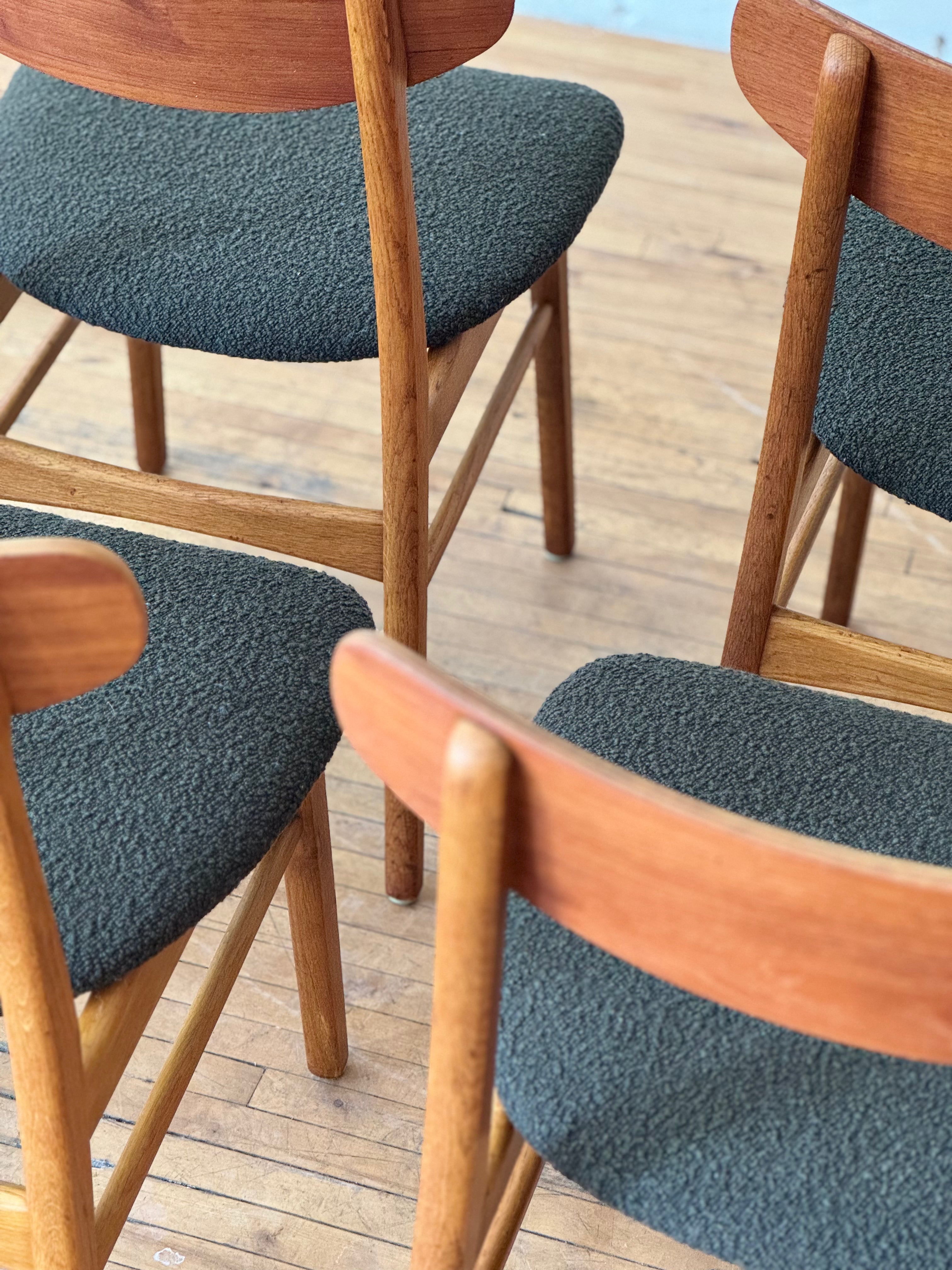 Set of 4 Teak & Oak Dining Chairs #2451