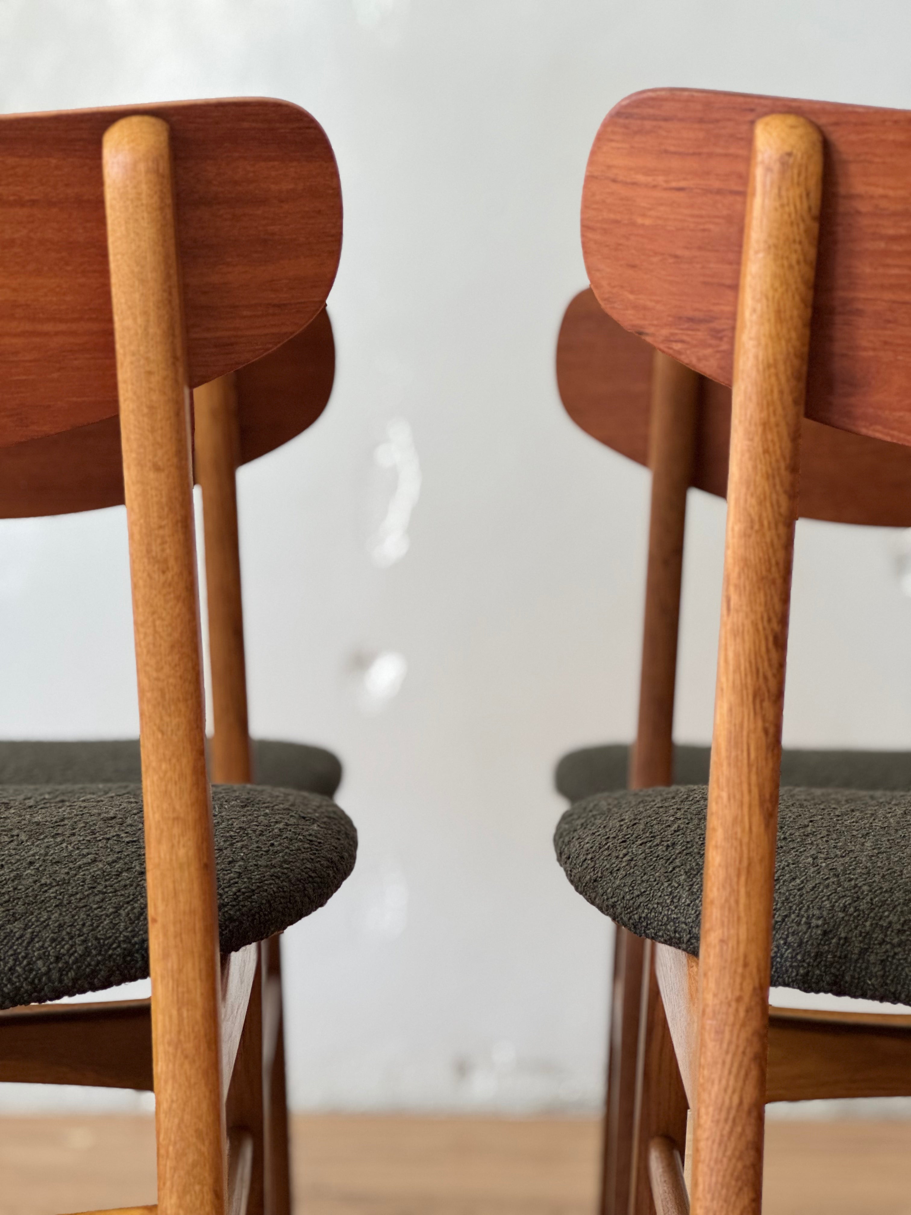 Set of 4 Teak & Oak Dining Chairs #2451