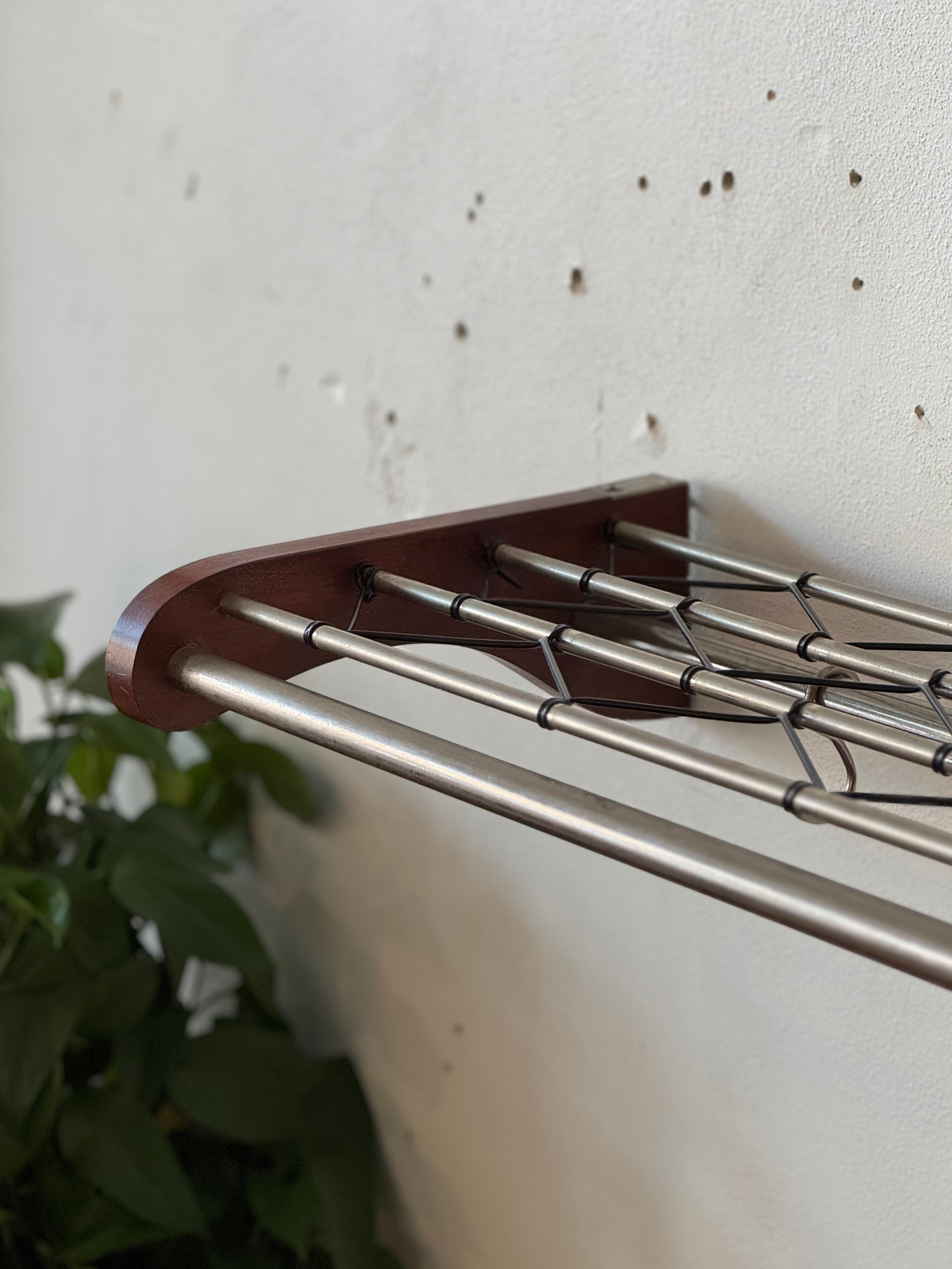 Danish Teak & Aluminum Shelf / Coat Rack #2170