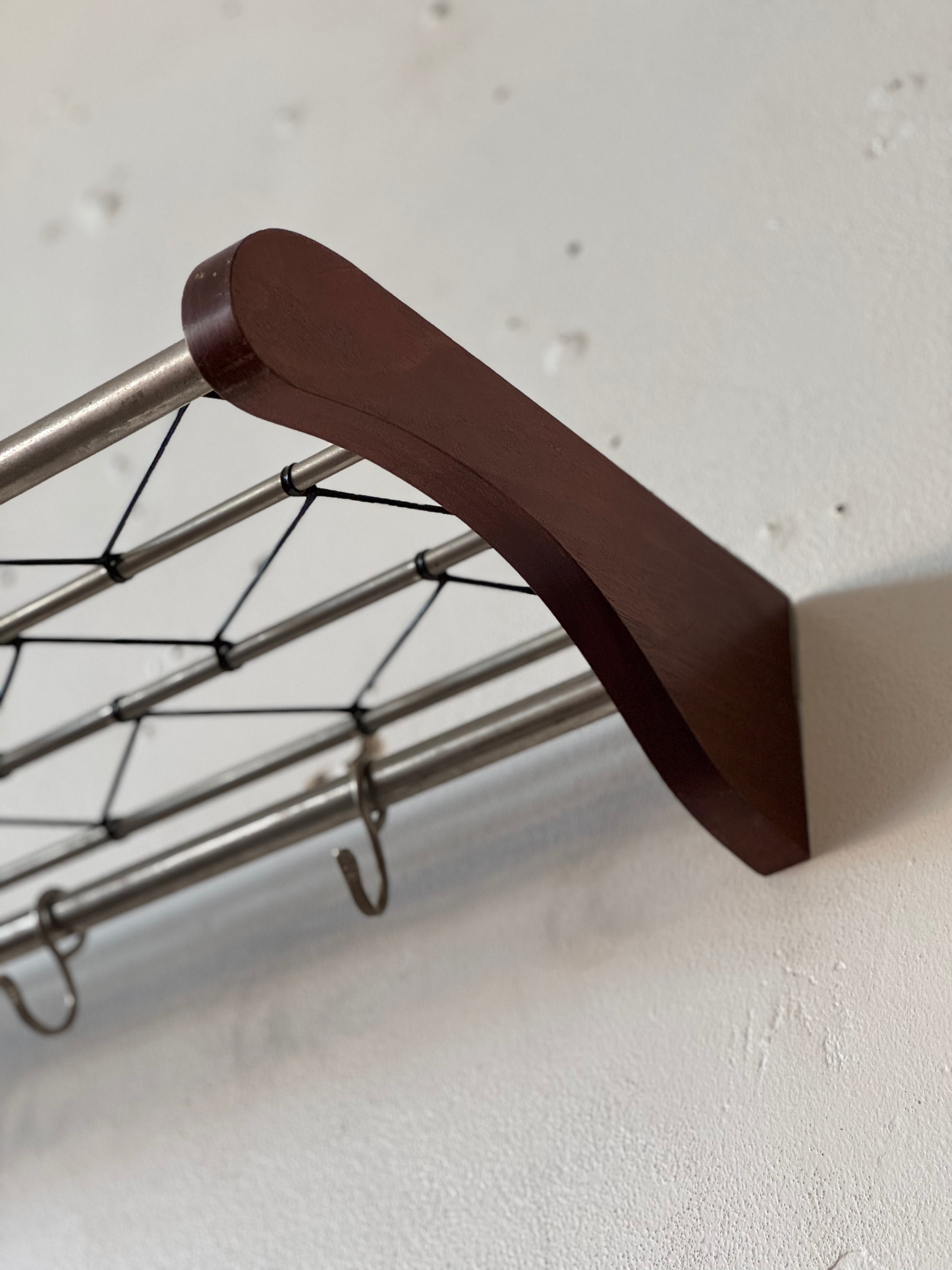 Danish Teak & Aluminum Shelf / Coat Rack #2170