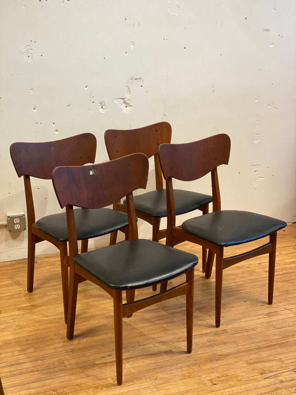 Set of 4 Teak & Oak Dining Chairs #86