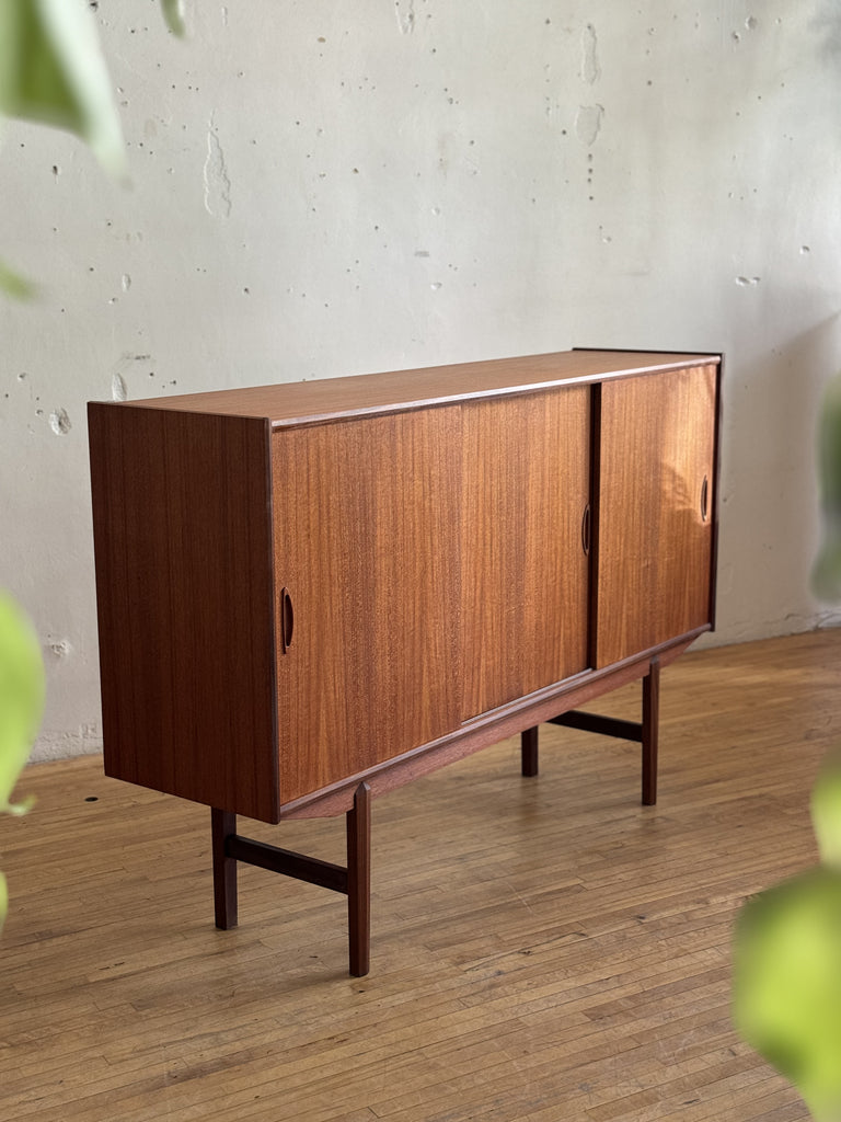 Danish Teak Highboard with Mirrored Bar #104