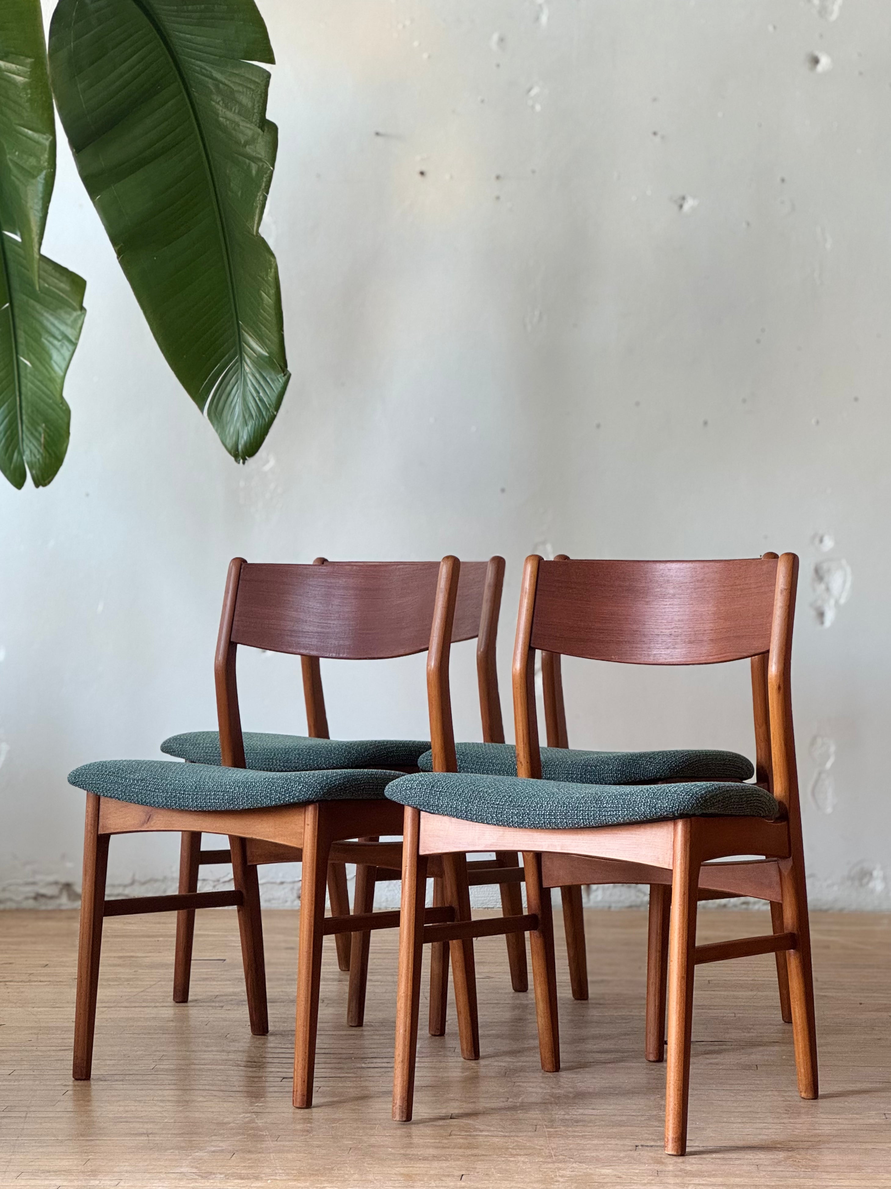 Set of 4 Danish Teak & Beech Dining Chairs