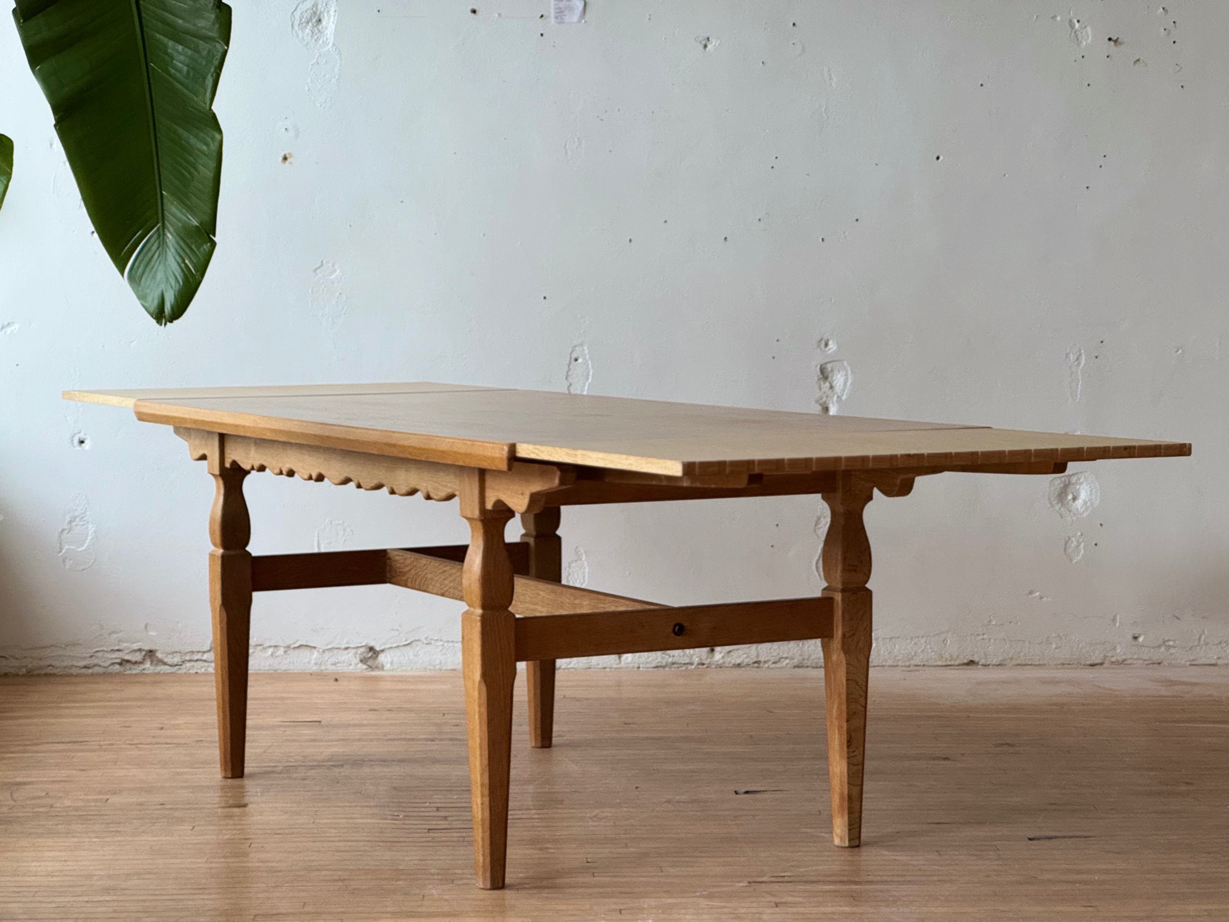 Oak Draw Leaf Dining Table by Henning Kjaernufl #2524