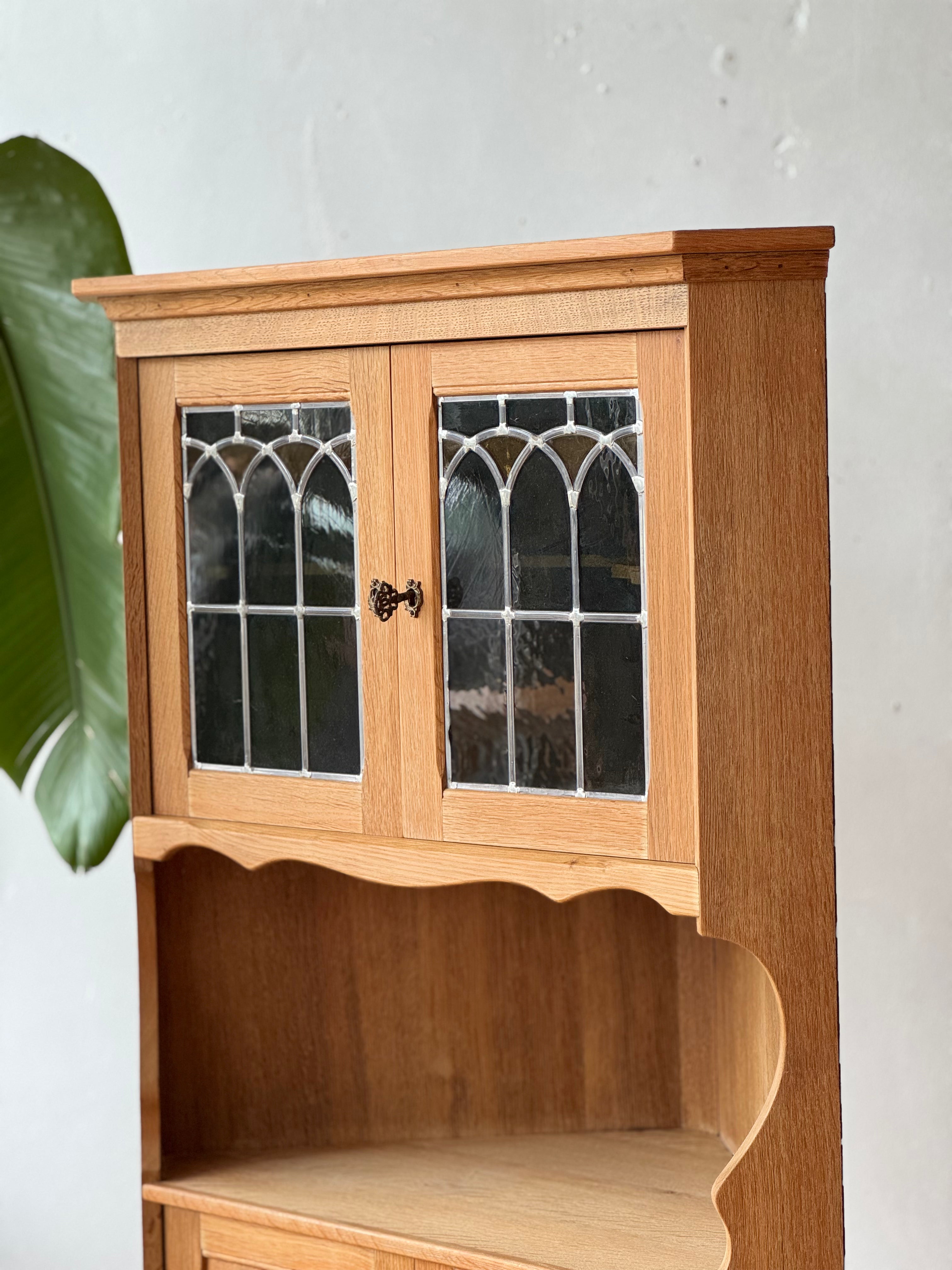 Danish Oak & Glass Corner Cabinet by Henning Kjaernulf #2714