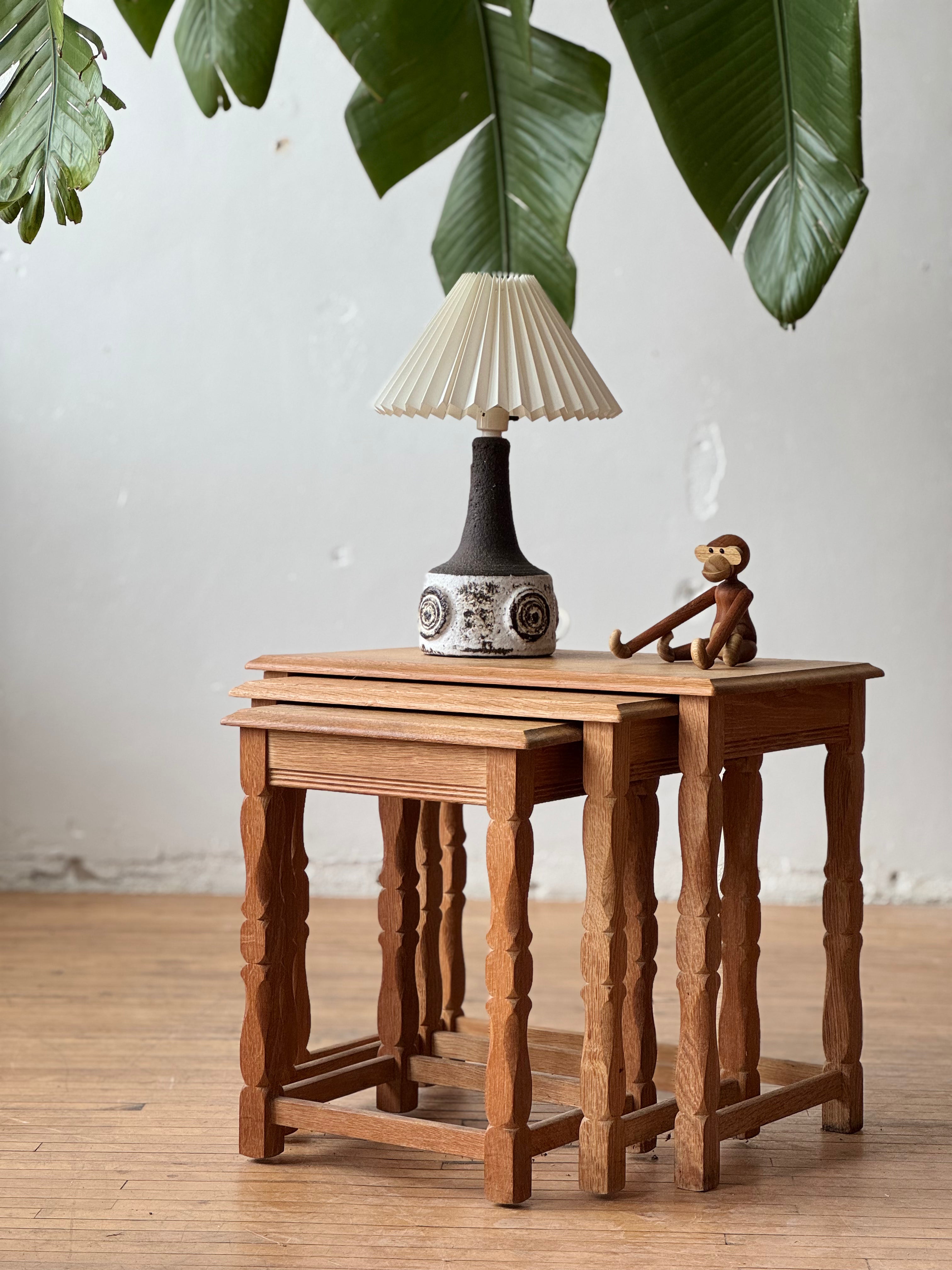 Set of Oak Nesting Tables in the Style of Henning Kjaernulf #2696