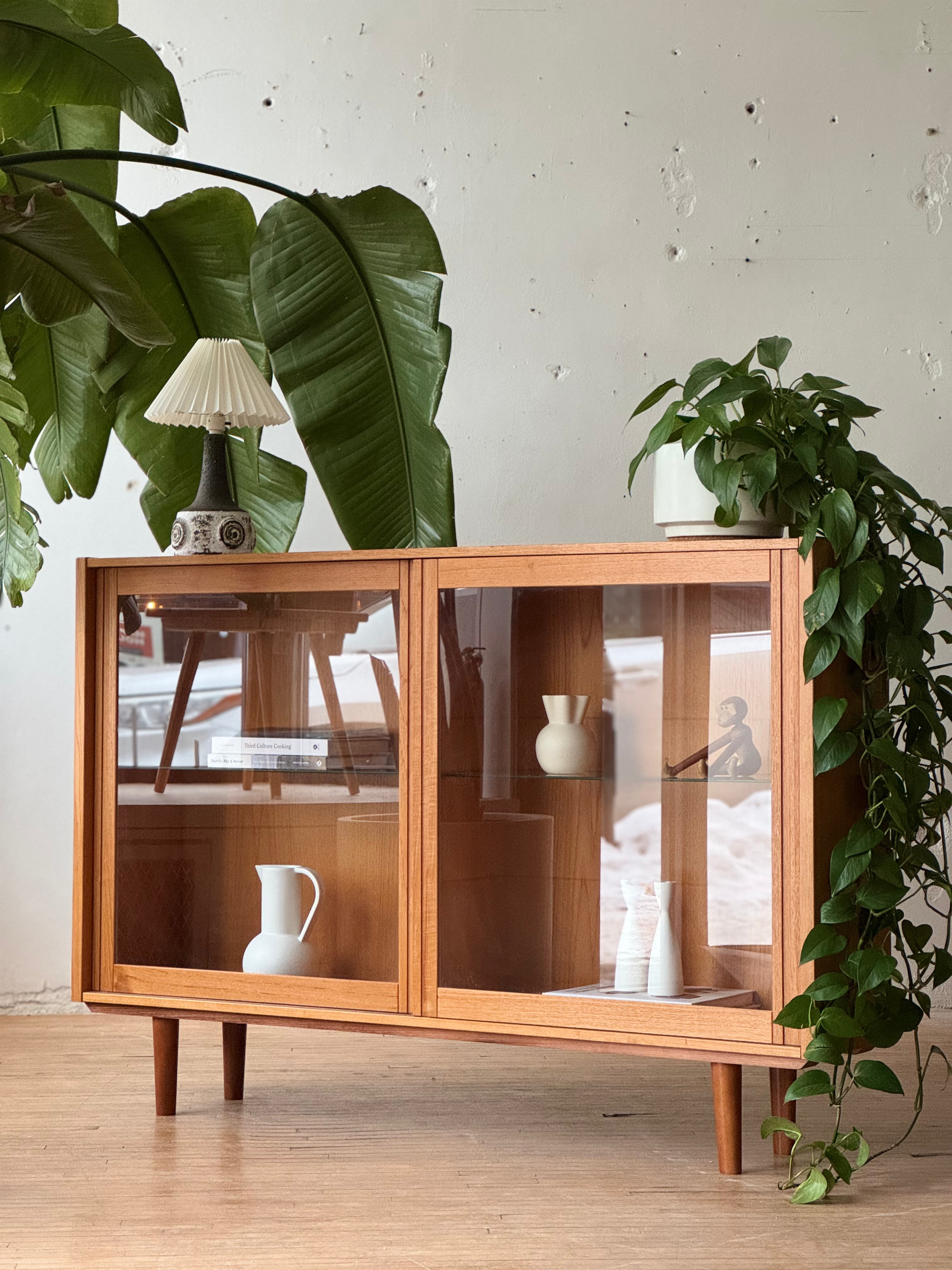 Danish Modern Lighted Cabinet in Teak
