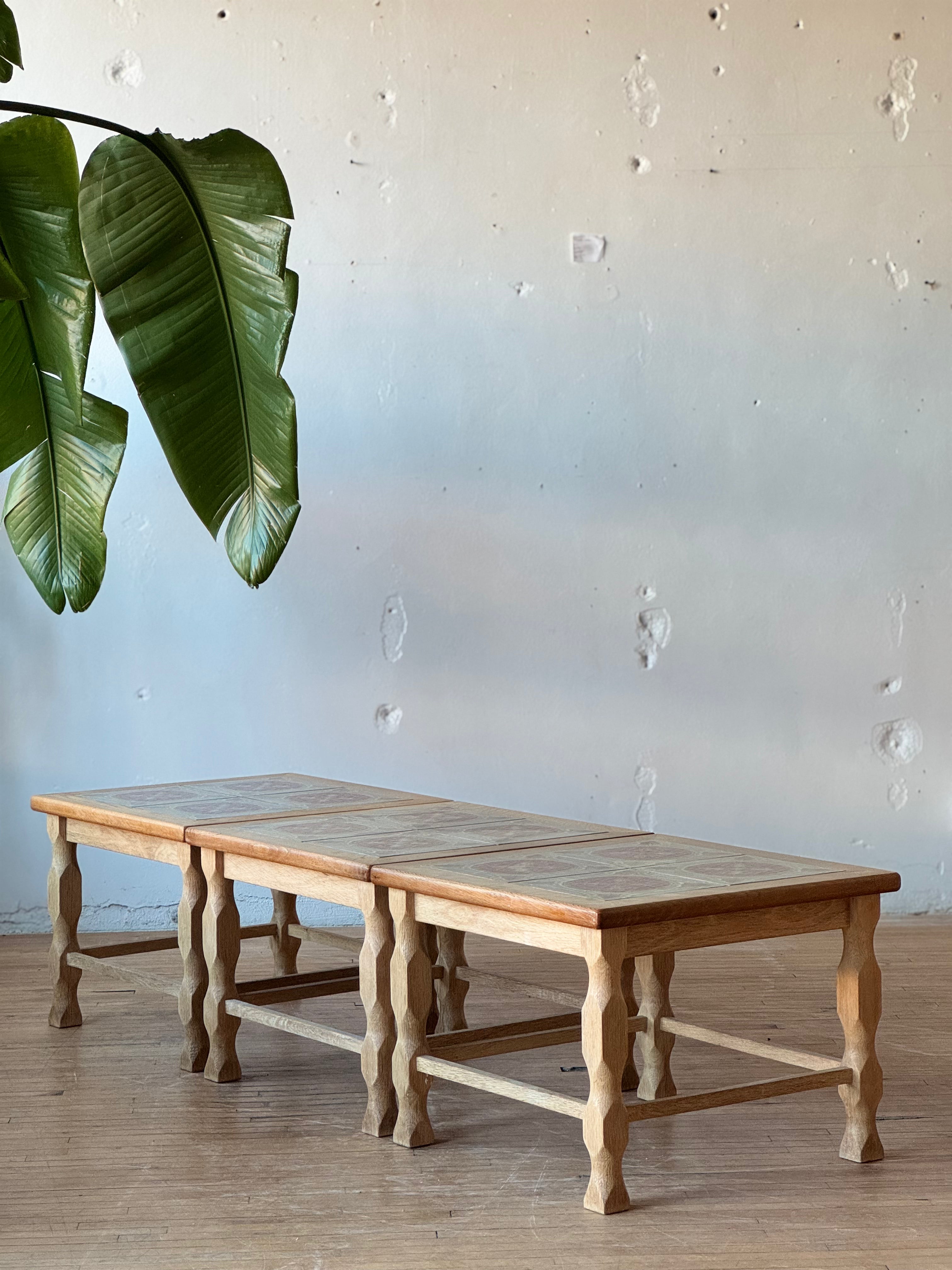 Danish Oak & Tile Side Tables by Henning Kjaernulf