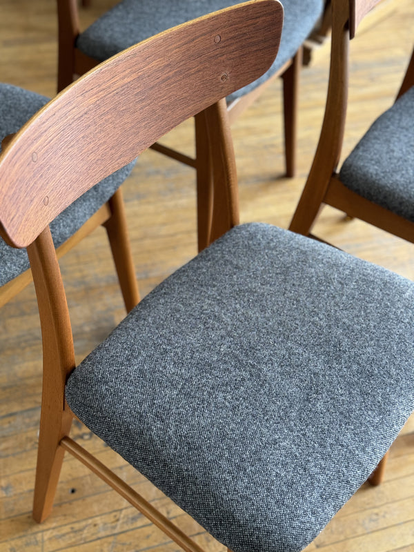 Set of 4 Teak & Beech Dining Chairs #190