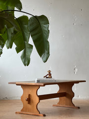 Danish Brutalist Oak & Tile Coffee Table by Henning Kjaernulf #2735