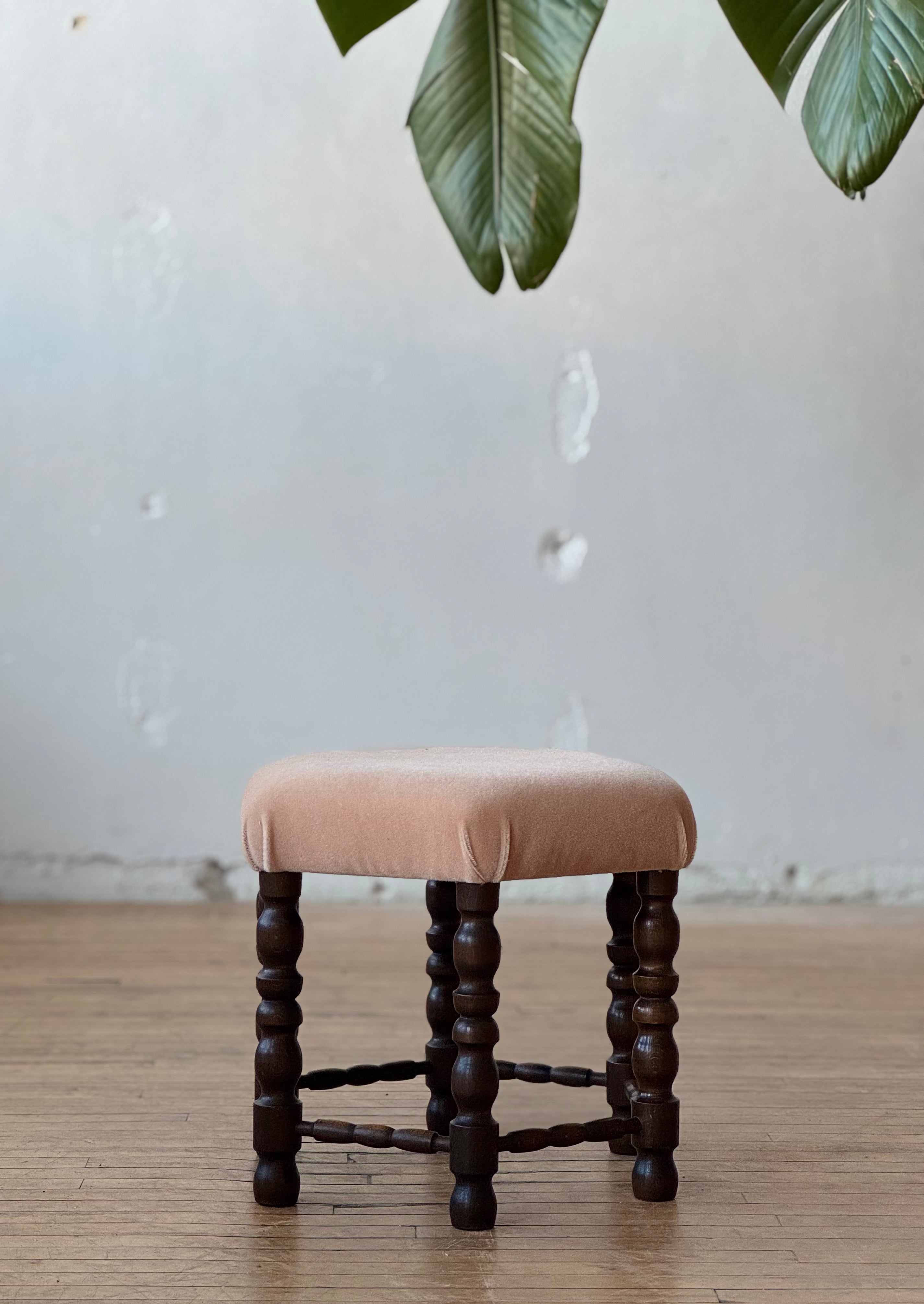 Vintage Danish Stool in Mohair