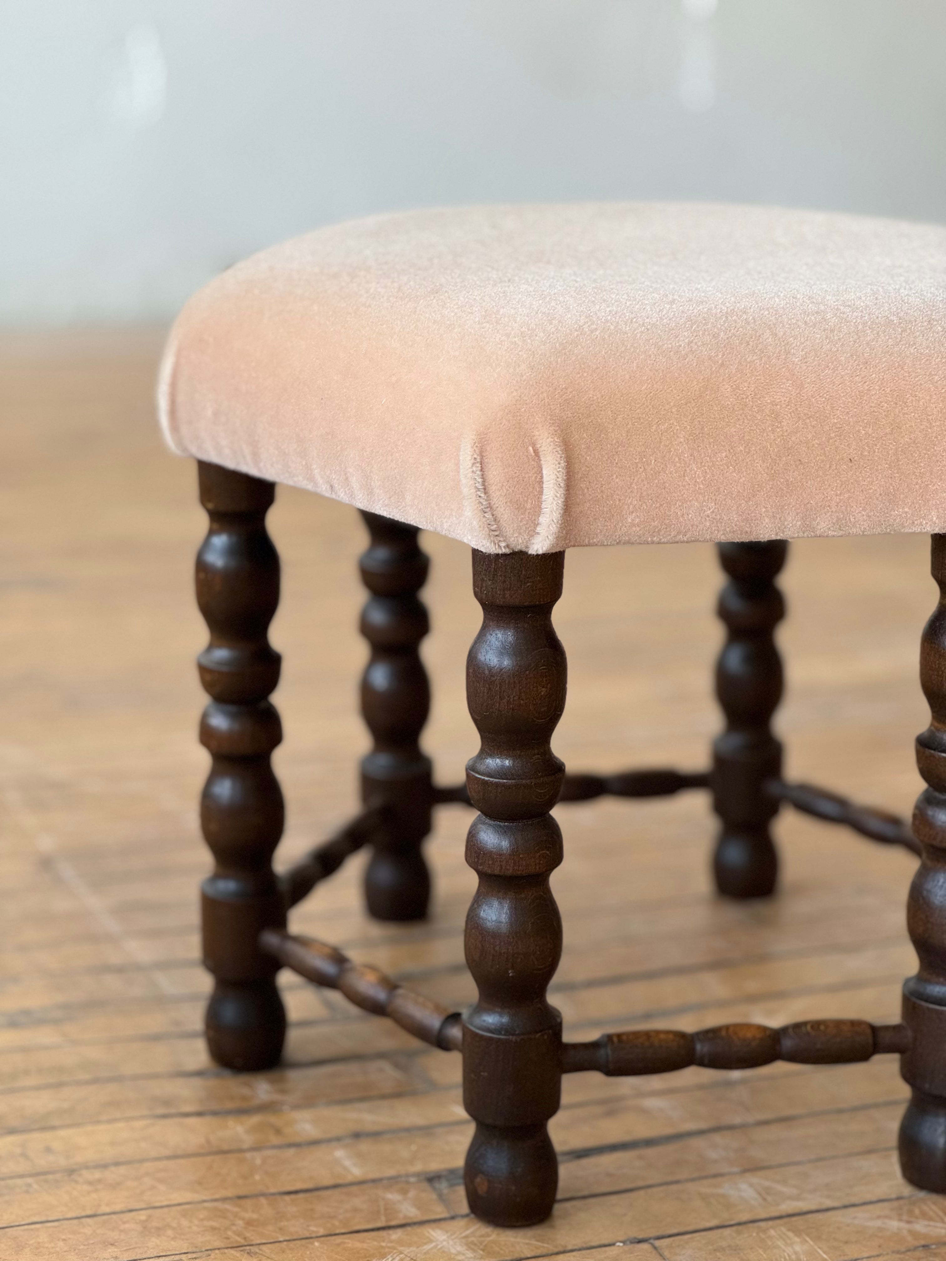 Vintage Danish Stool in Mohair