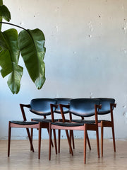 Set of 4 Model #42 Danish Dining Chairs in Teak Designed by Kai Kristiansen