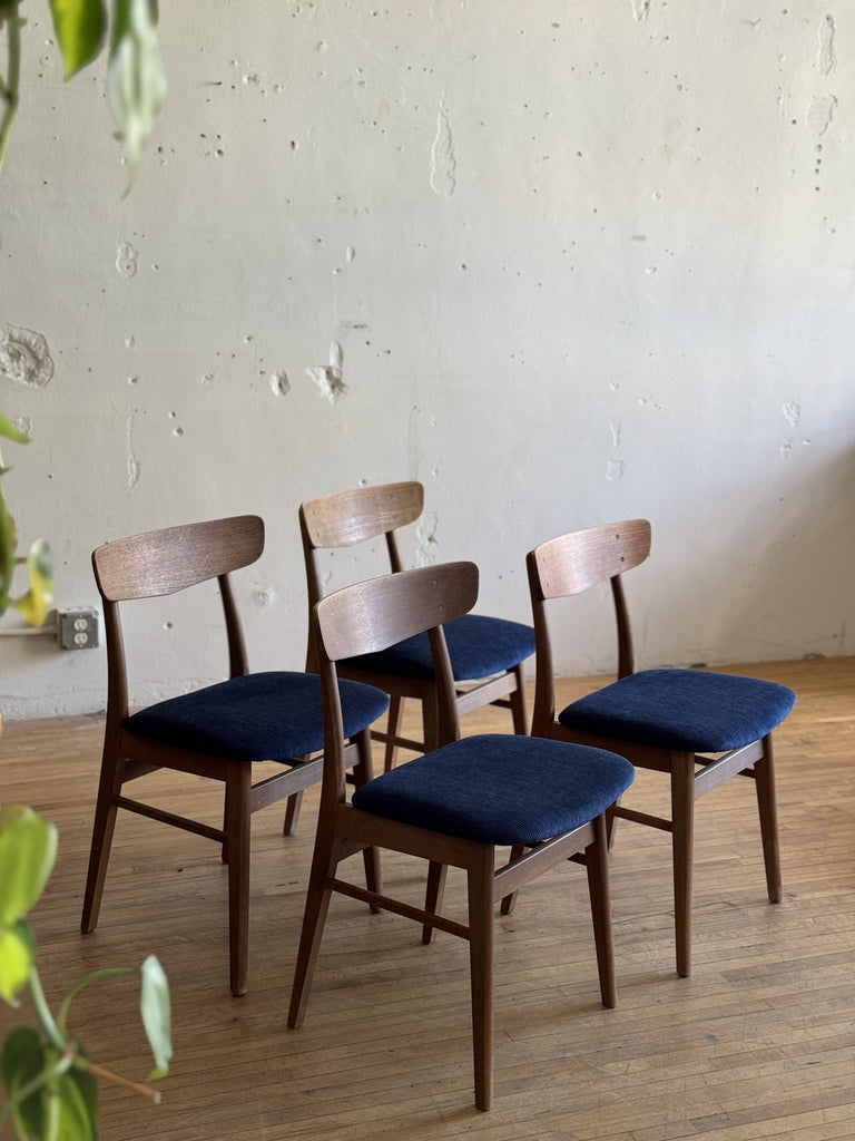 Set of 4 Teak and Beech Dining Chairs #191