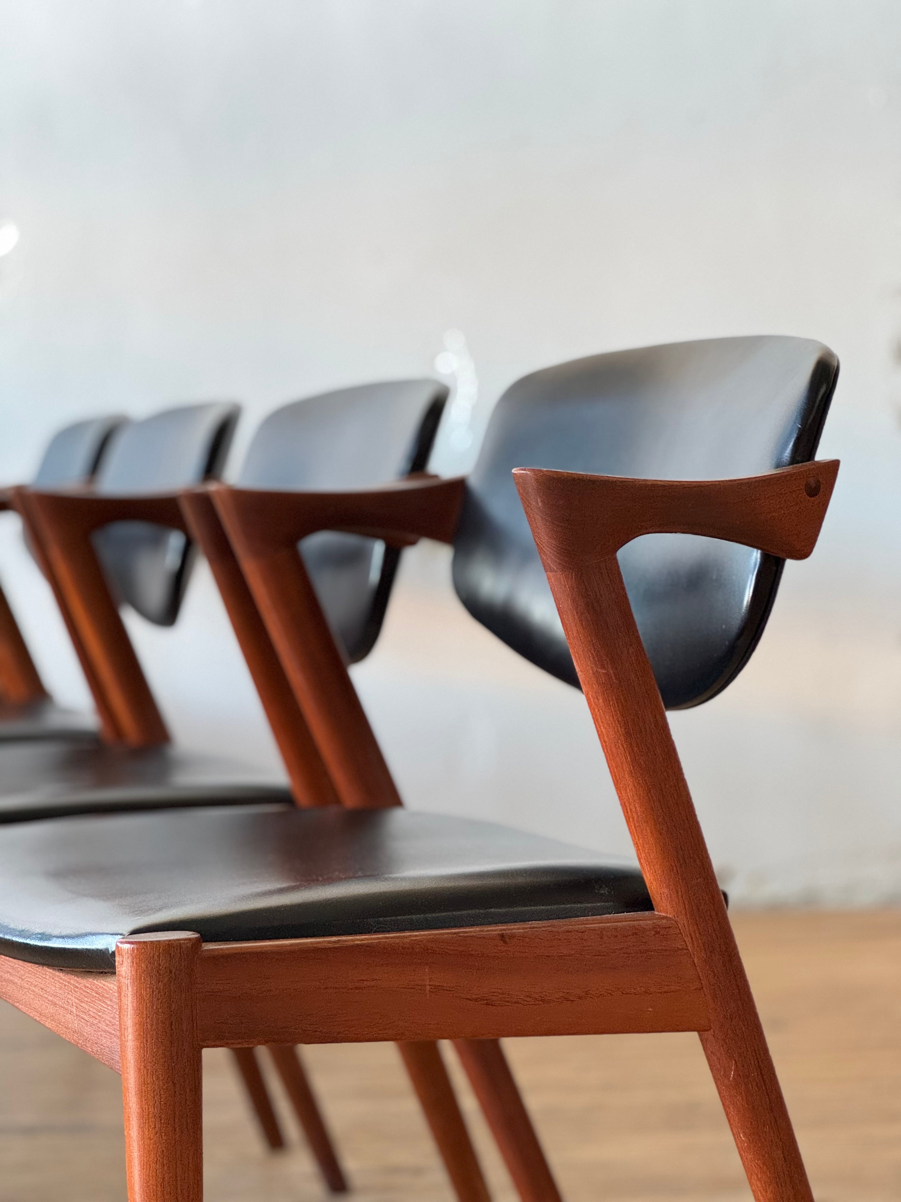 Set of 4 Model #42 Danish Dining Chairs in Teak Designed by Kai Kristiansen