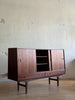 Danish Modern Teak Highboard with Mirrored Bar #106