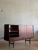 Danish Modern Teak Highboard with Mirrored Bar #106