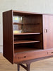 Danish Modern Teak Highboard with Mirrored Bar #106