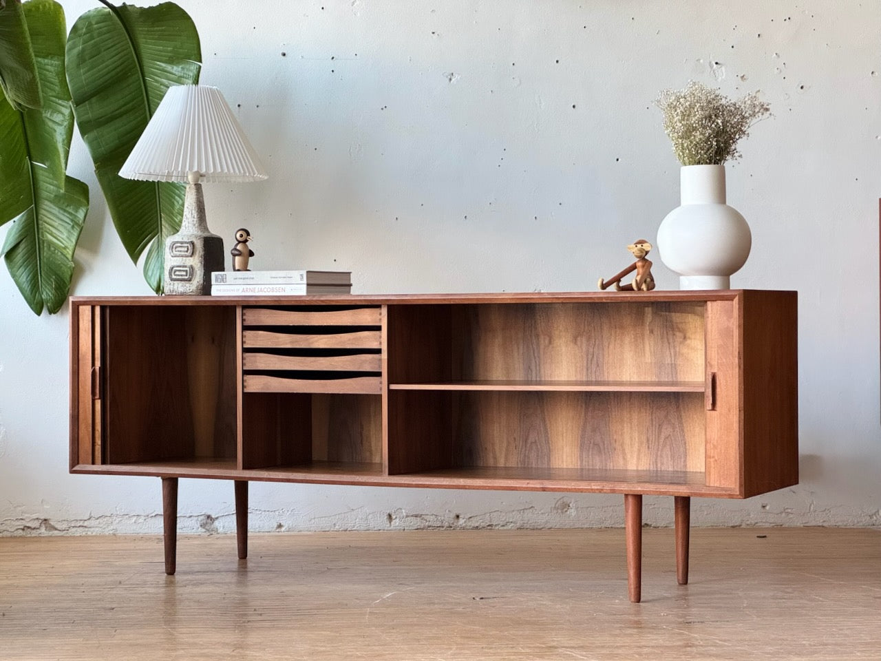 Danish Modern Tambour Door Sideboard in Teak by Svend Aage Larsen
