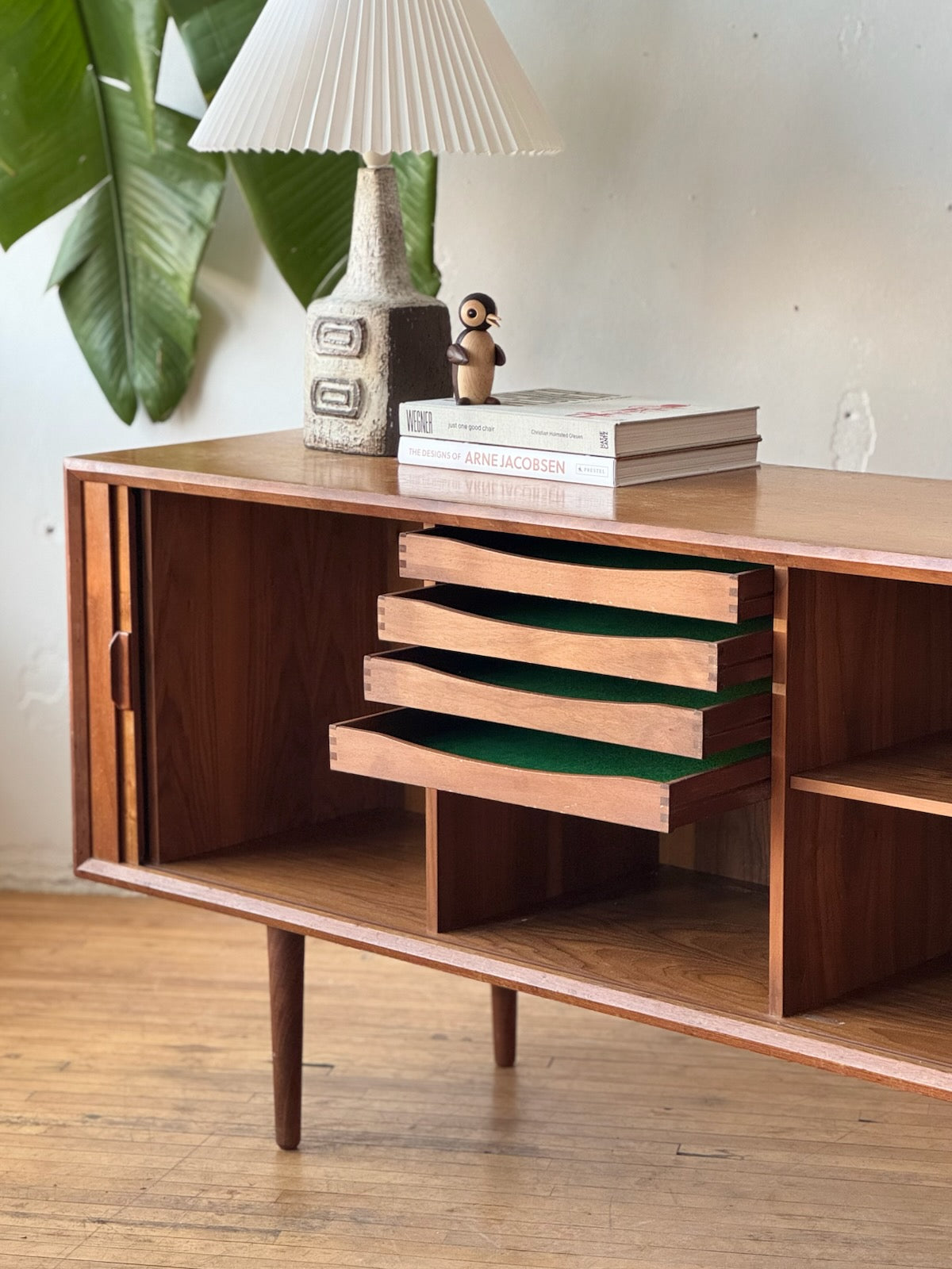 Danish Modern Tambour Door Sideboard in Teak by Svend Aage Larsen