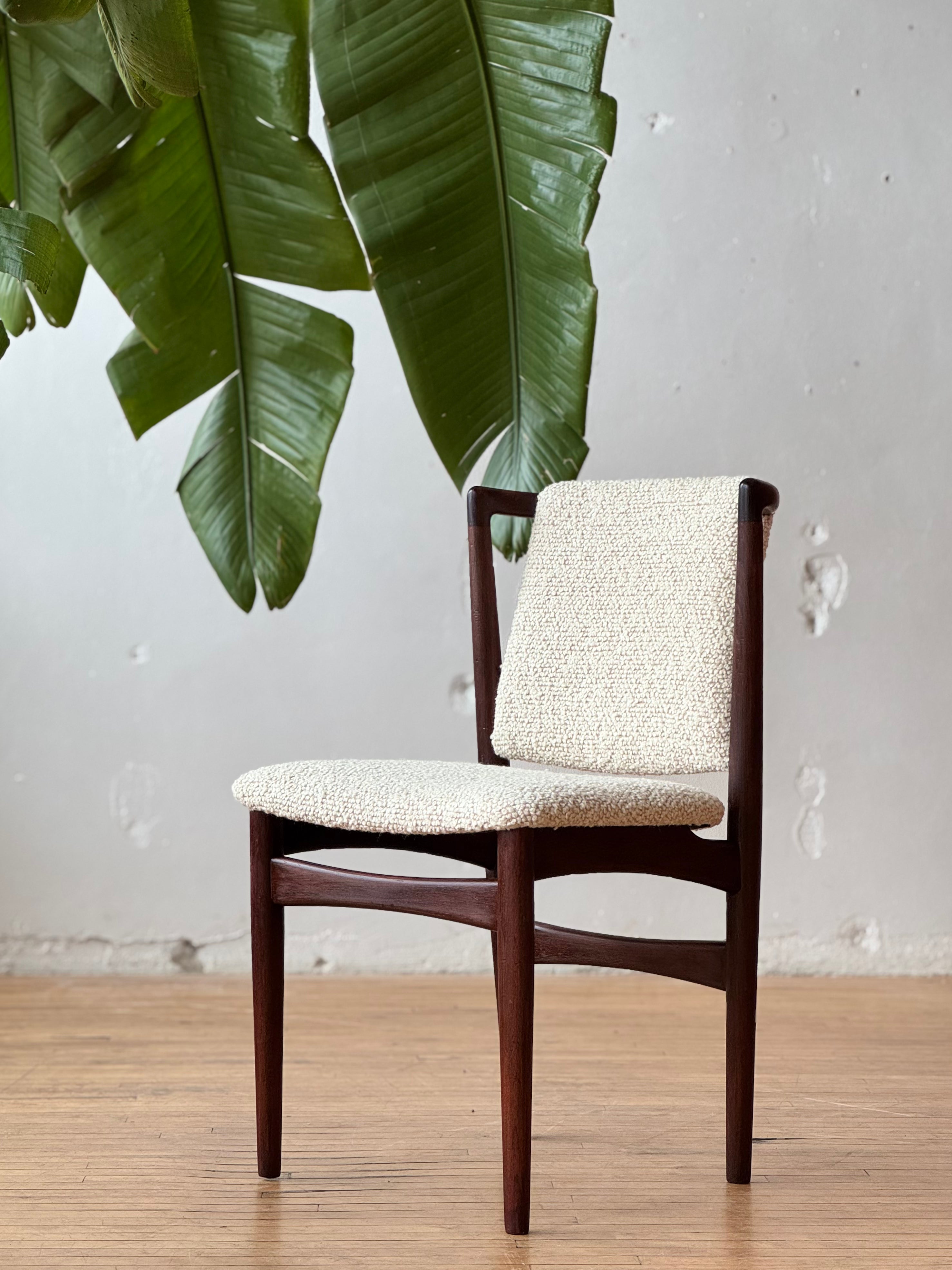 Danish Modern Side Chair in Teak & Boucle