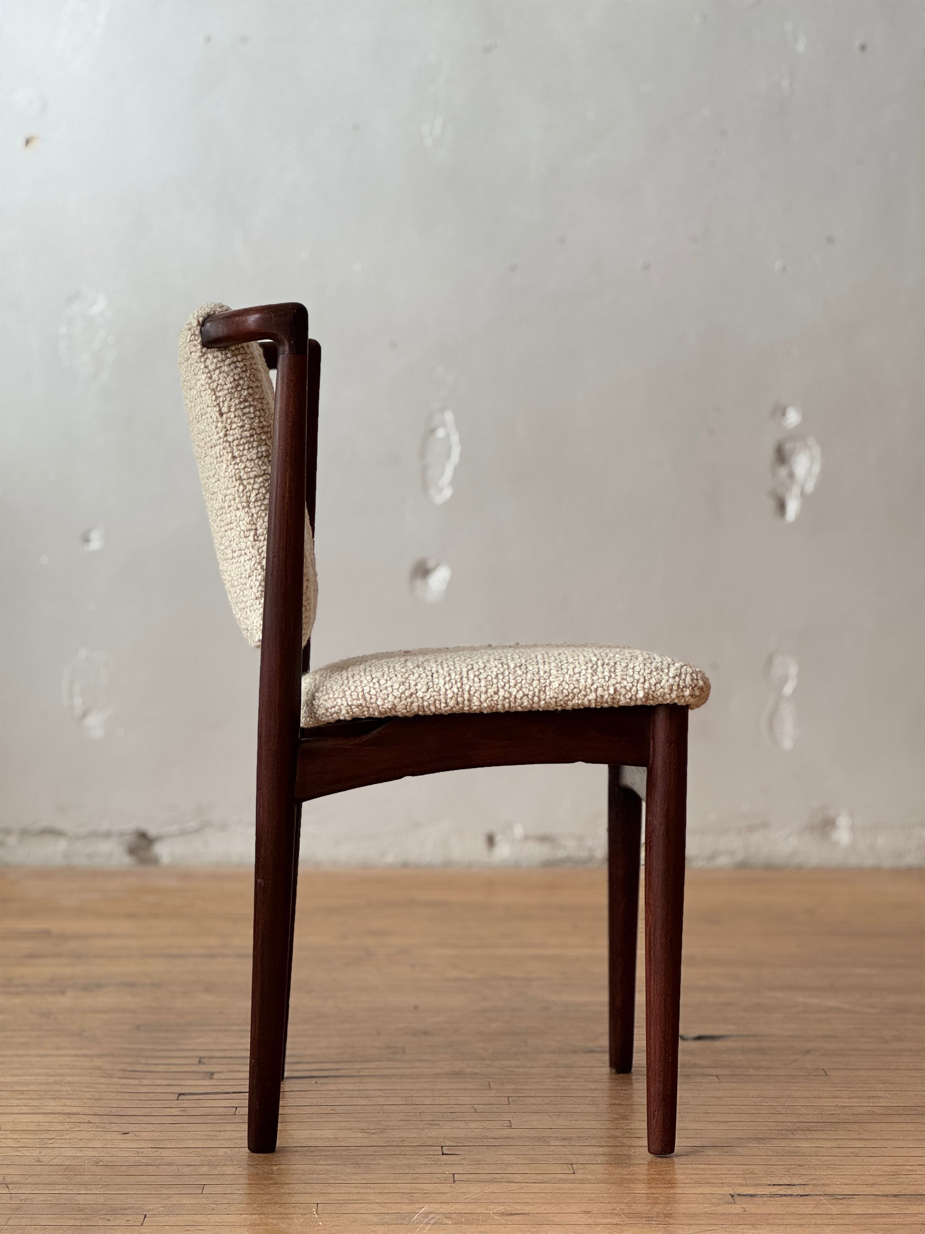 Danish Modern Side Chair in Teak & Boucle
