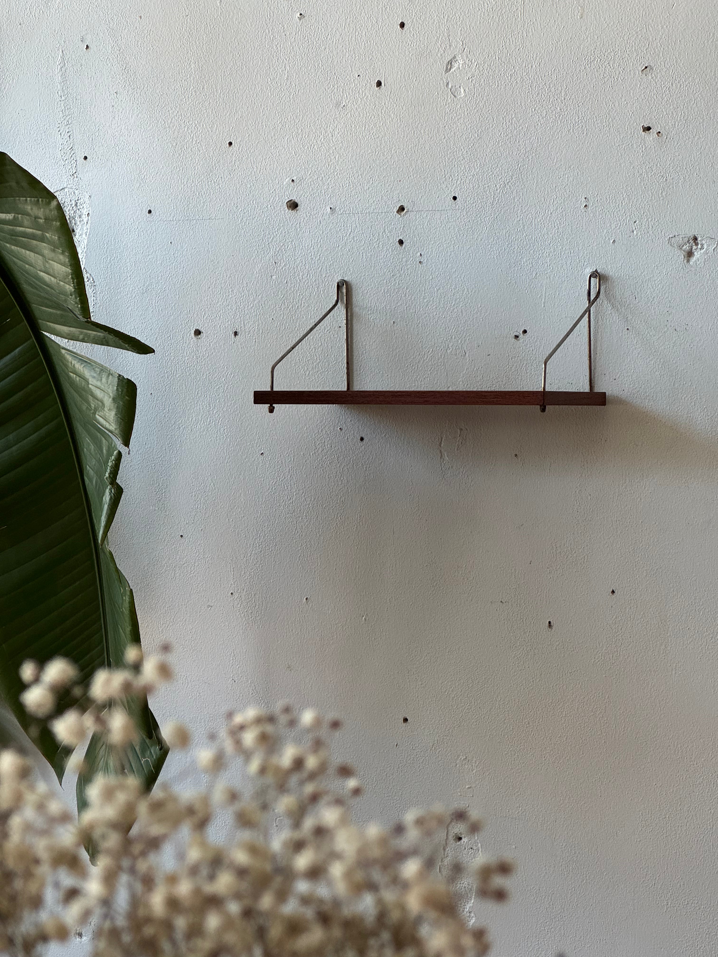 Teak & Brass Floating Shelf