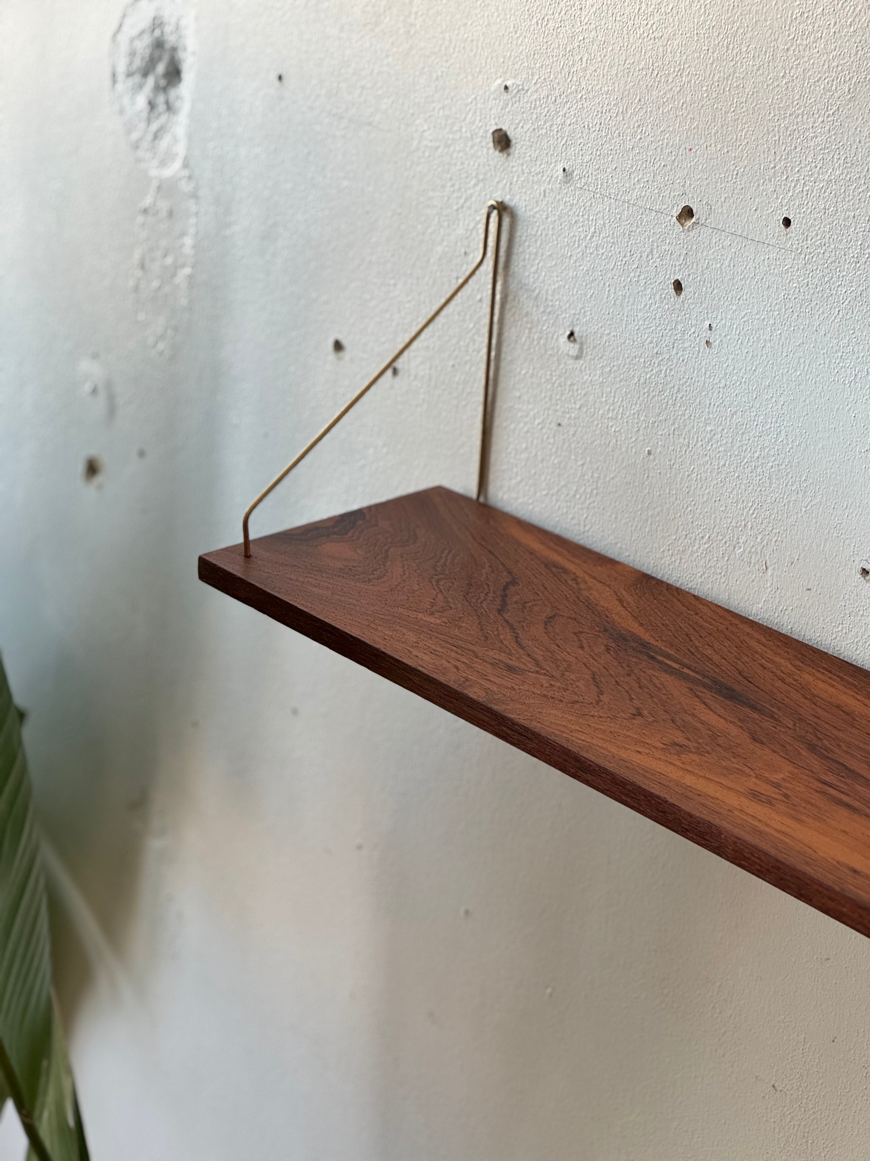 Rosewood & Brass Floating Shelf