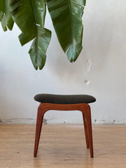 Teak & Boucle Danish Foot Stool #2736
