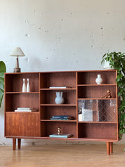 Danish Modern Bookshelf in Teak & Glass
