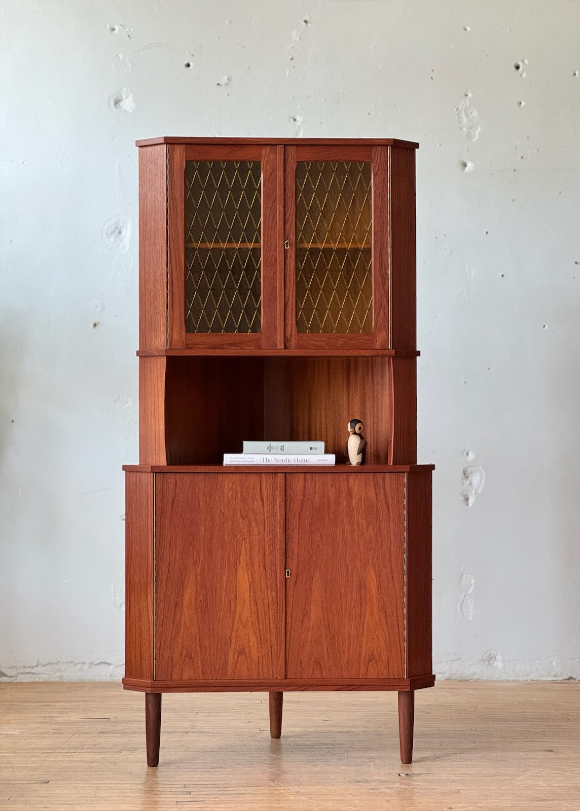 Danish Modern Corner Cabinet in Teak & Glass #3260