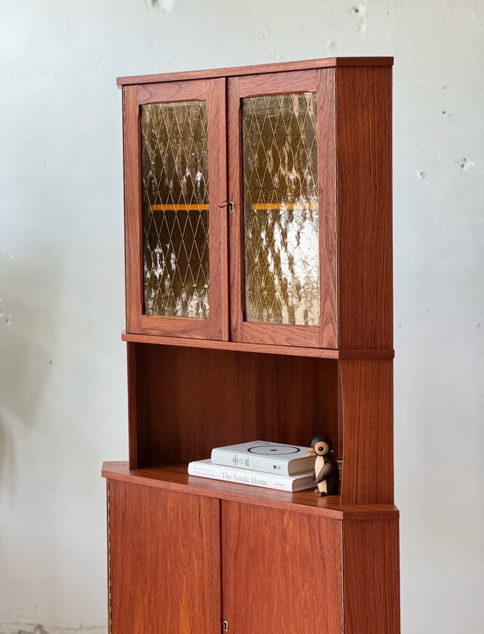 Danish Modern Corner Cabinet in Teak & Glass #3260