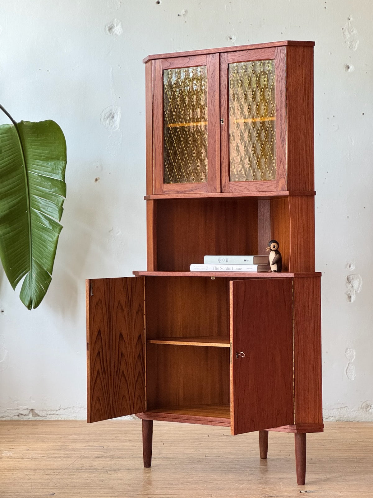 Danish Modern Corner Cabinet in Teak & Glass #3260