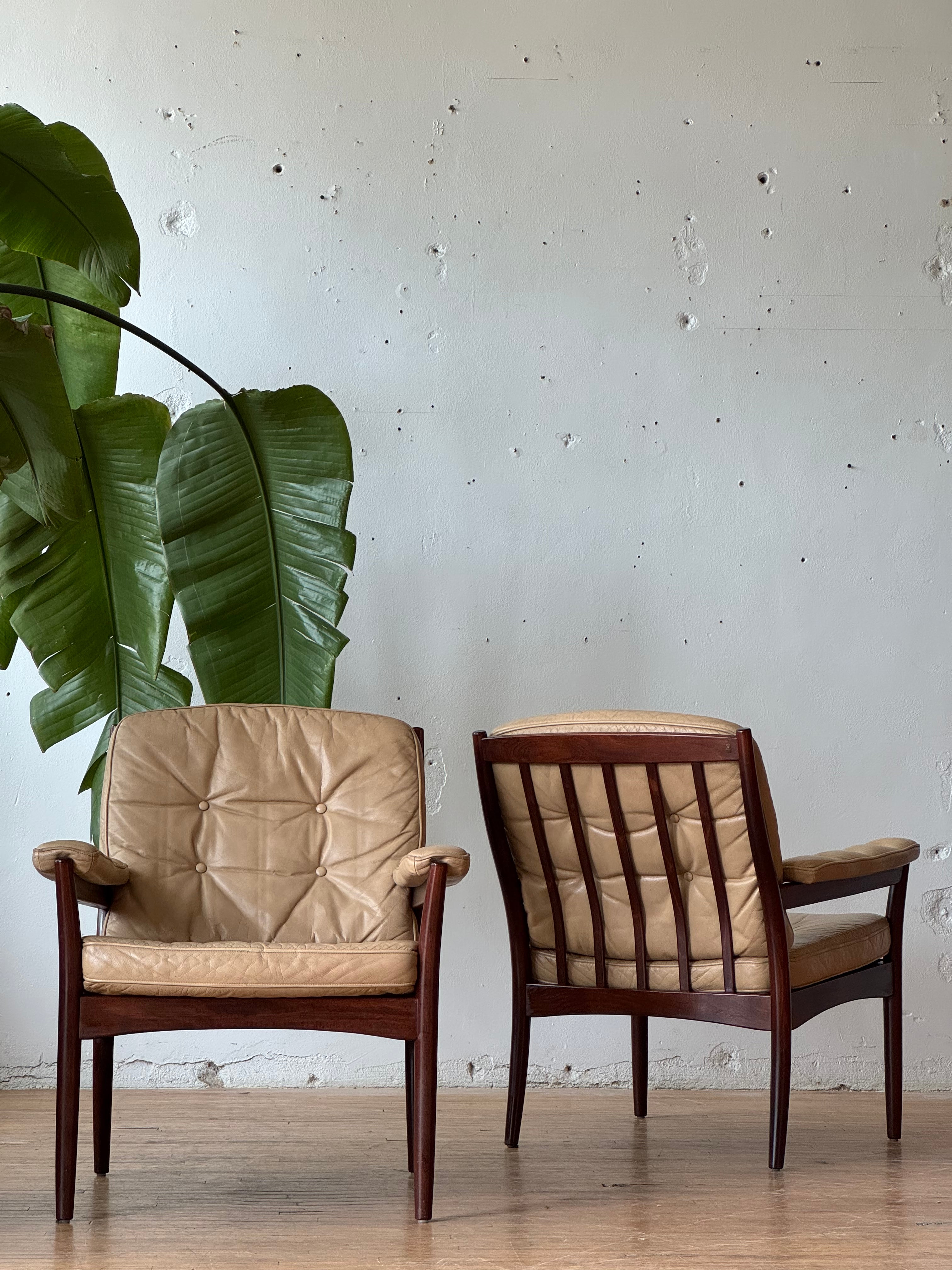 Danish Beech & Leather Lounge Chair #3030