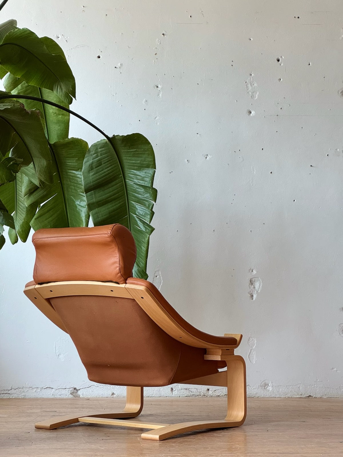 Kroken Armchair & Ottoman in Leather & Beech by Ake Fribytter #3451