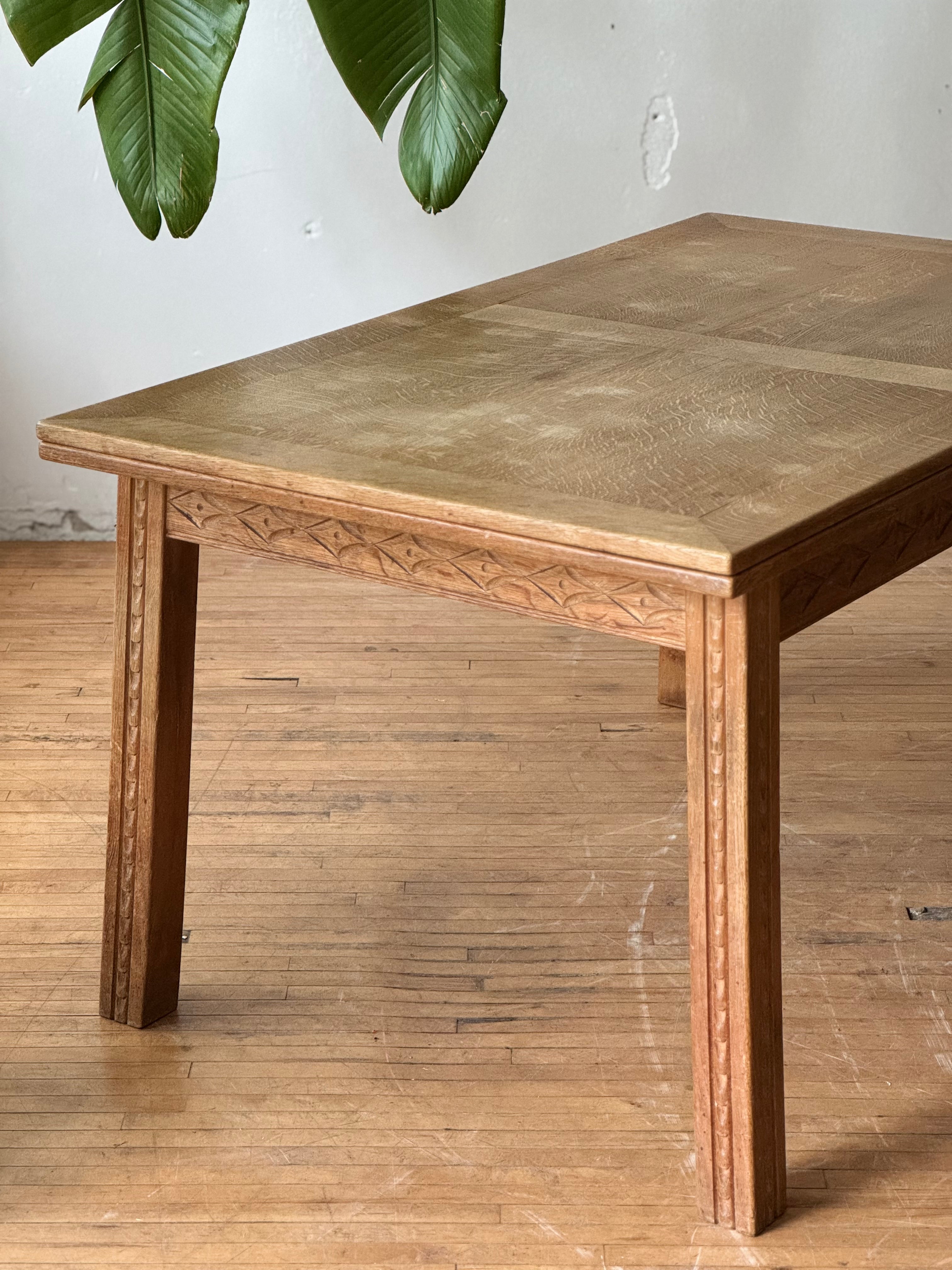 Danish Draw Leaf Dining Table in Oak by Henning Kjaernulf #2764