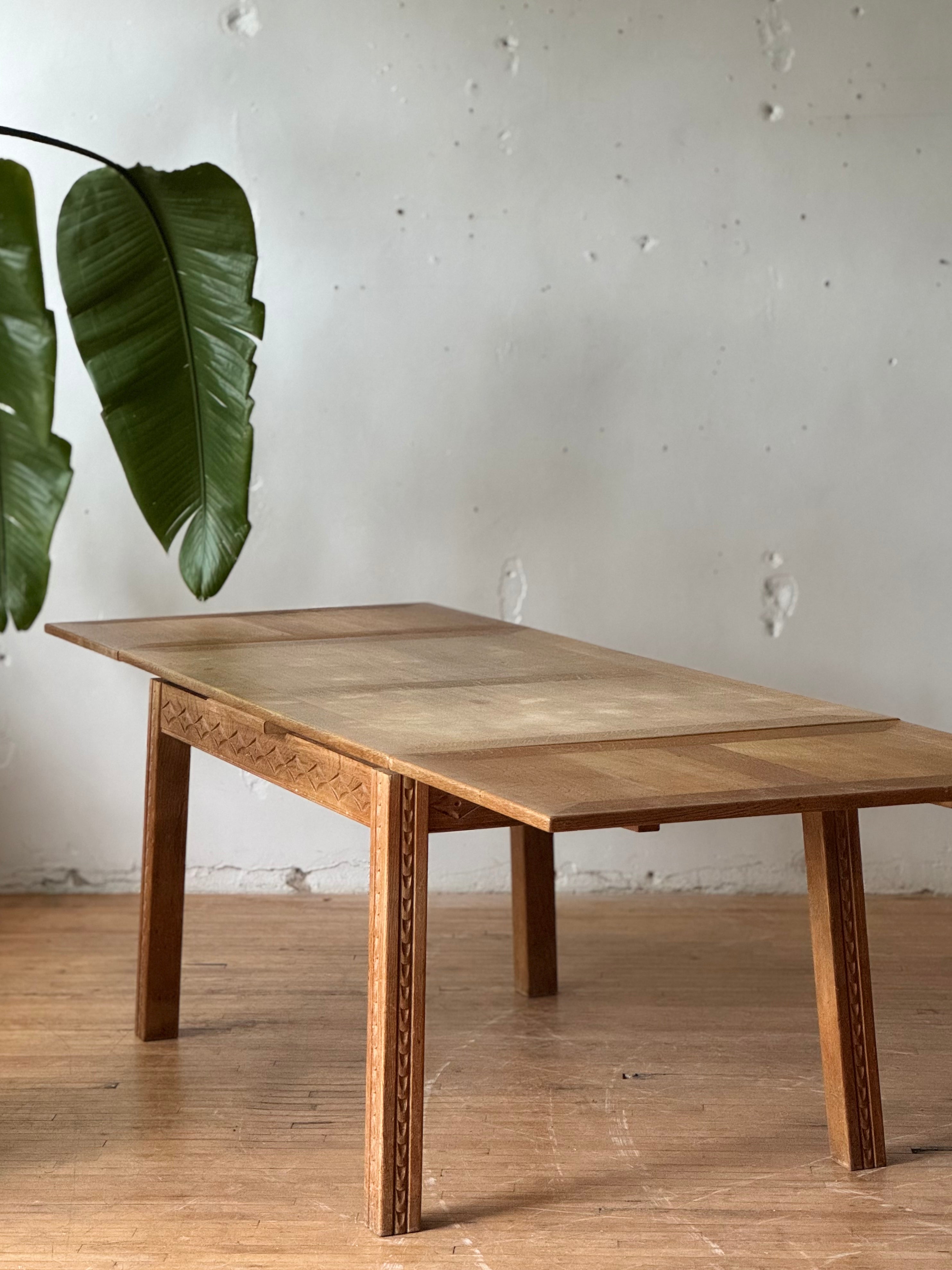 Danish Draw Leaf Dining Table in Oak by Henning Kjaernulf #2764