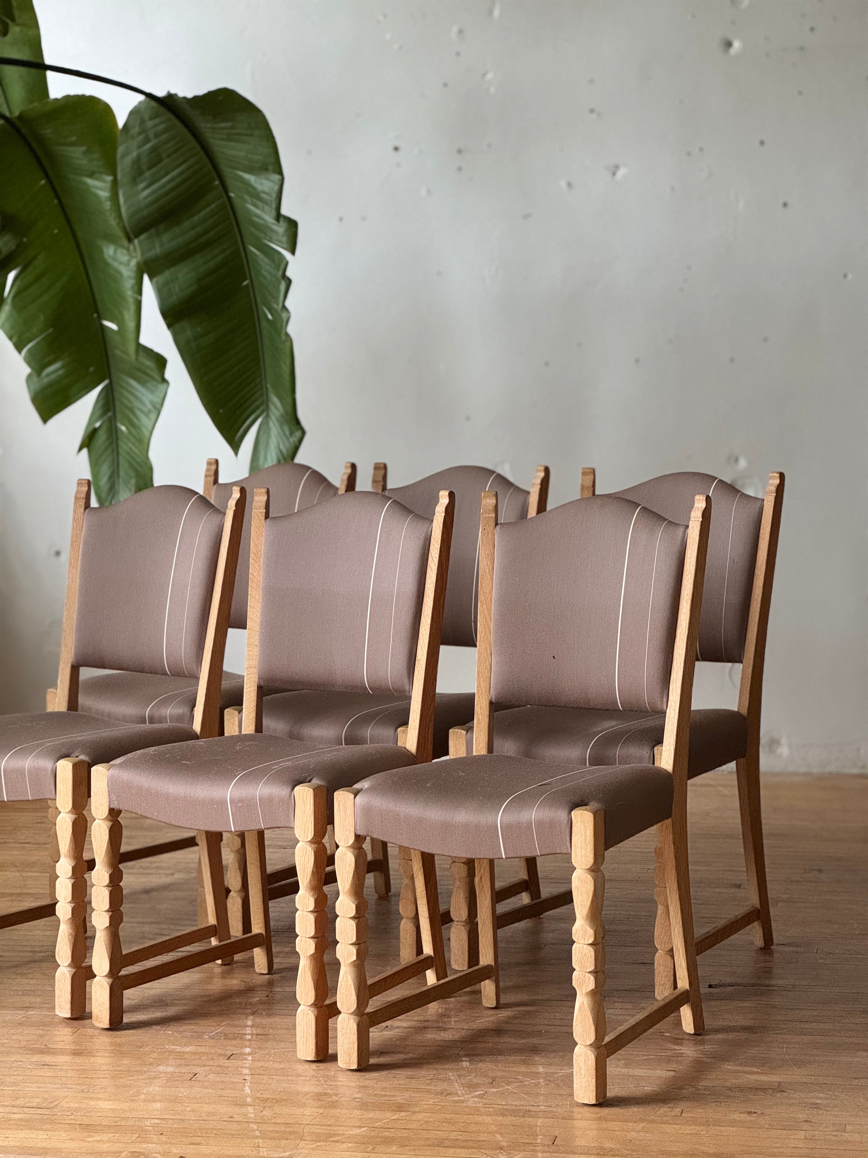 Set of 6 Danish Oak Dining Chairs by Henning Kjaernulf #3697