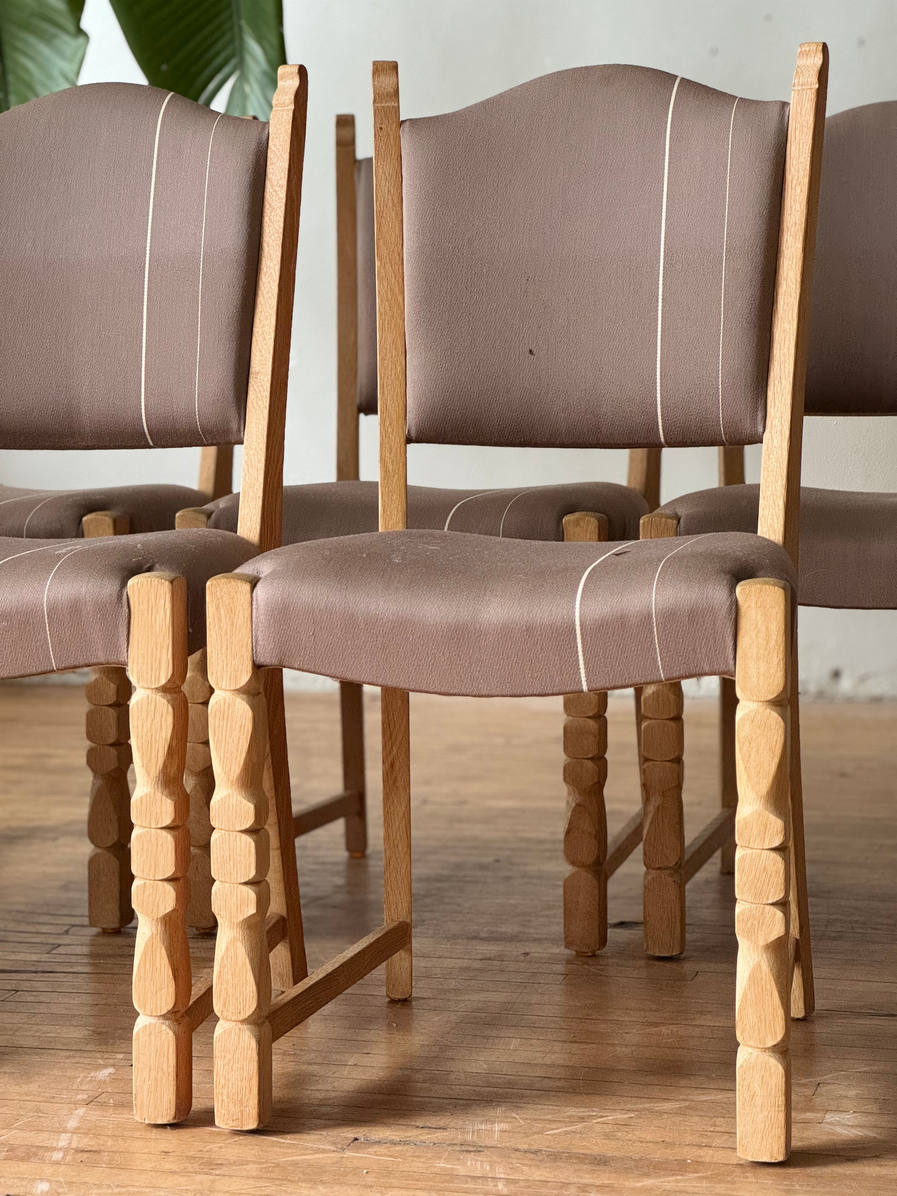 Set of 6 Danish Oak Dining Chairs by Henning Kjaernulf #3697