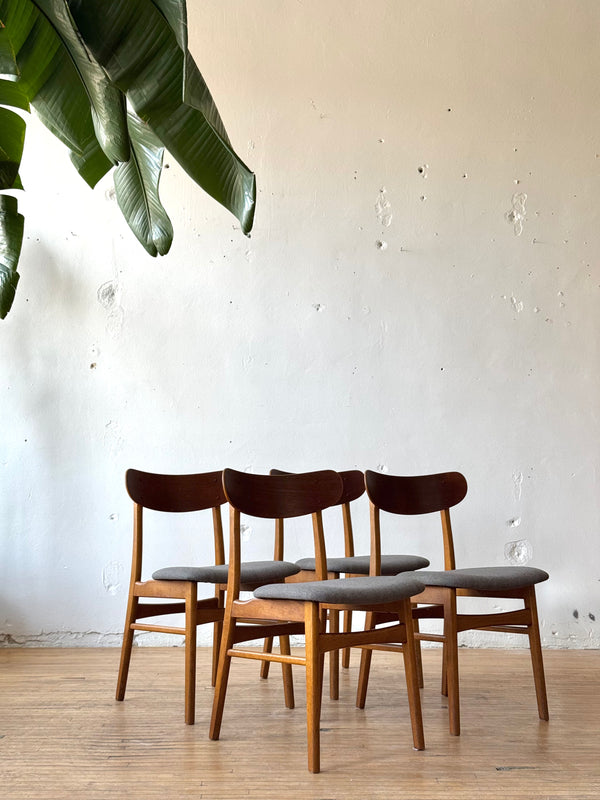 Set of 4 Teak & Oak Dining Chairs #637