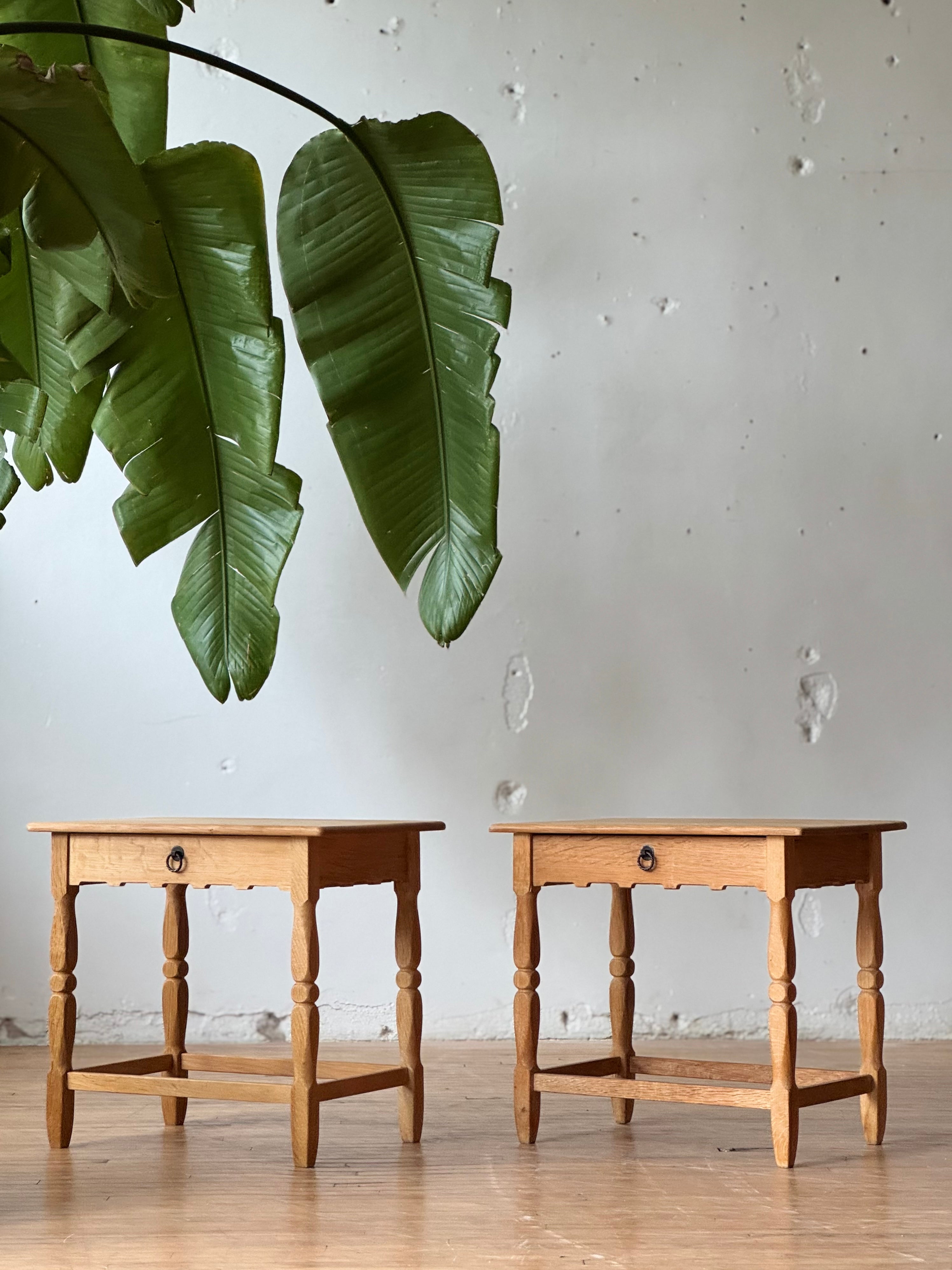 Pair of Oak Side Tables / Bedside Tables by Henning Kjaernulf #3388